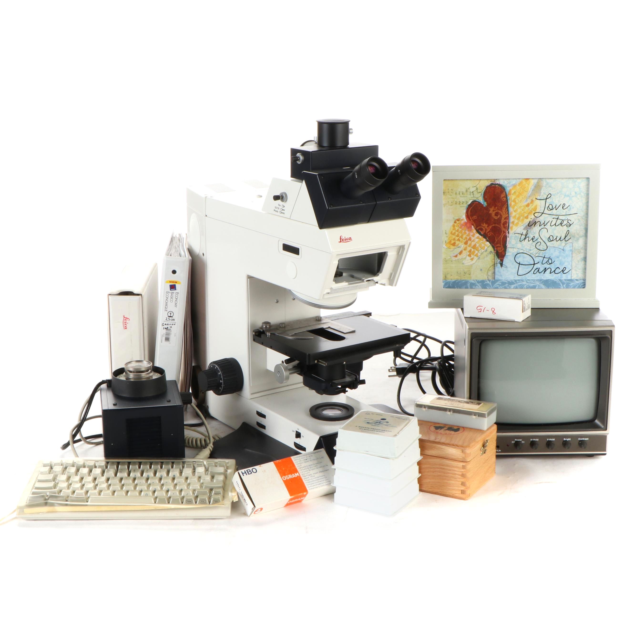 Leica Leitz DMRB Stereo Fluorescence Microscope Type 301-371.010, Accessories