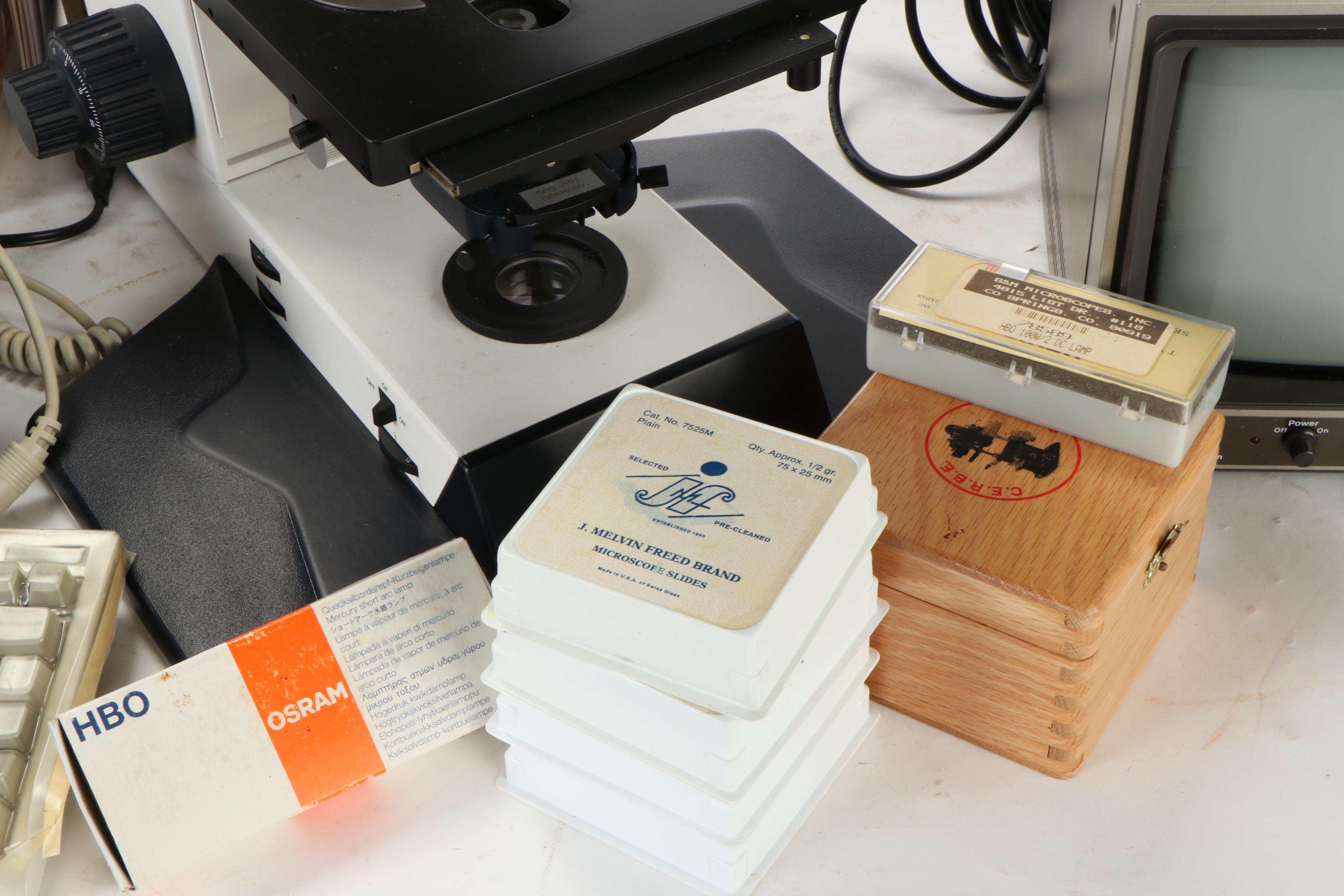 Leica Leitz DMRB Stereo Fluorescence Microscope Type 301-371.010, Accessories