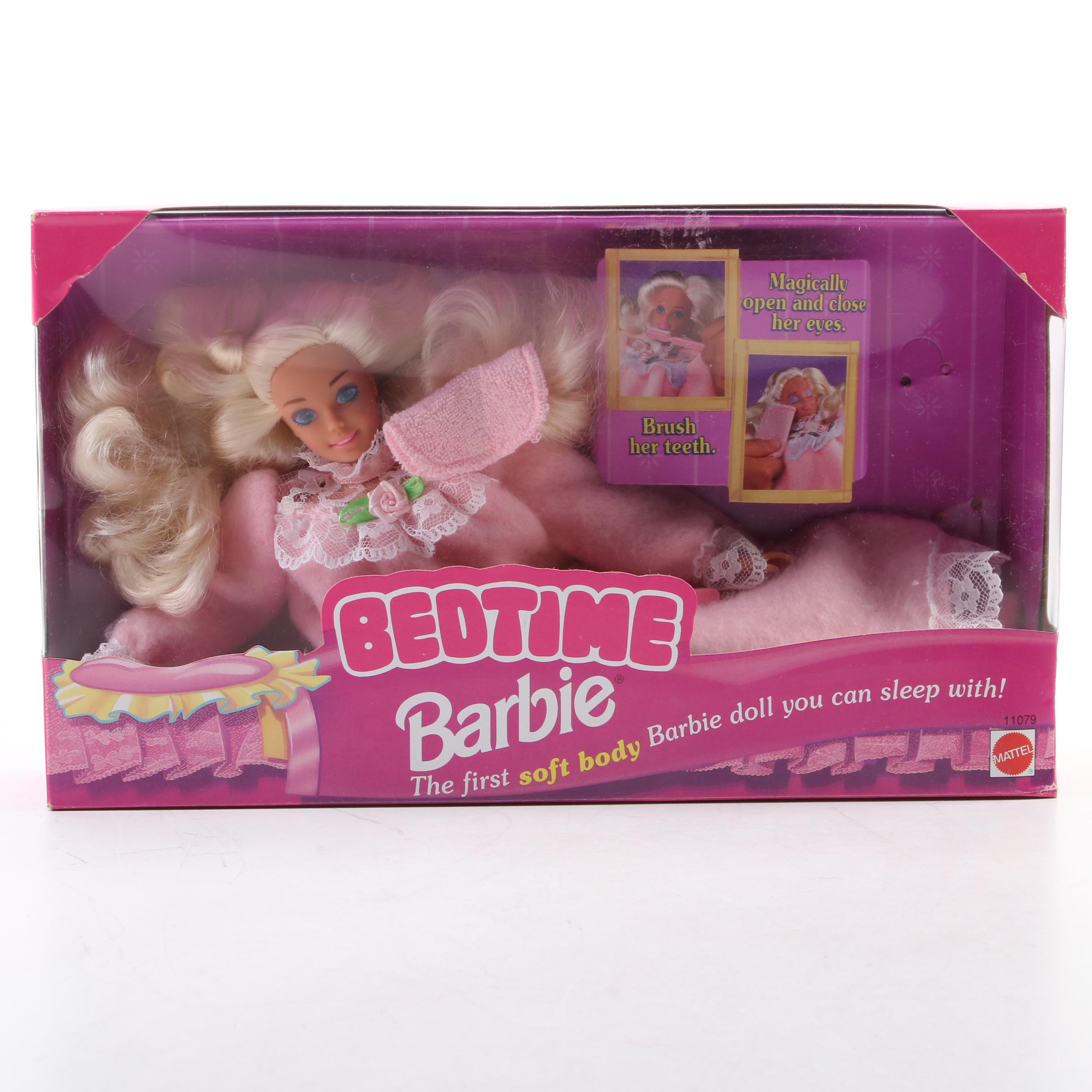 Mattel Bedtime Barbie, Teen Talk Barbie, and Supersize Barbie