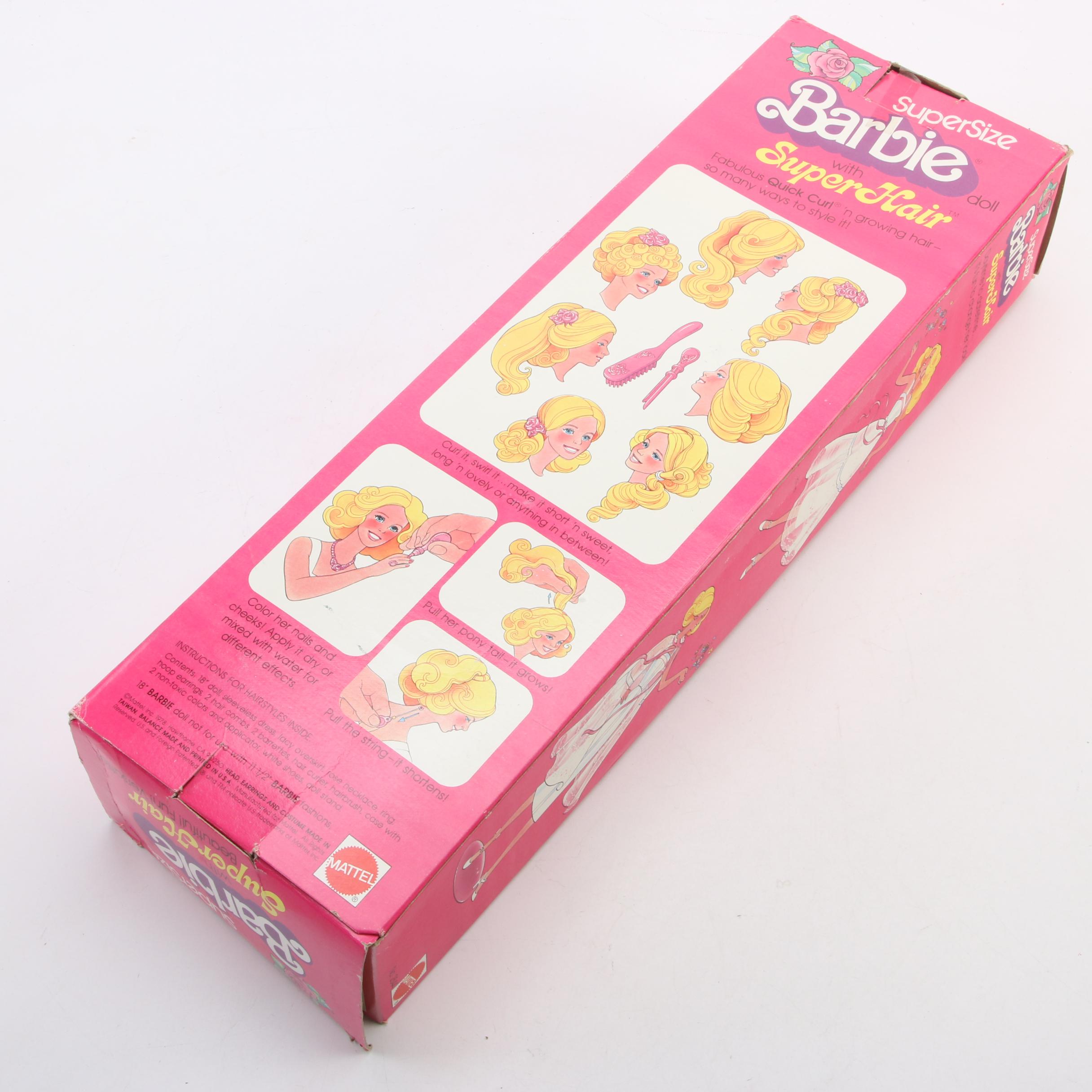 Mattel Bedtime Barbie, Teen Talk Barbie, and Supersize Barbie