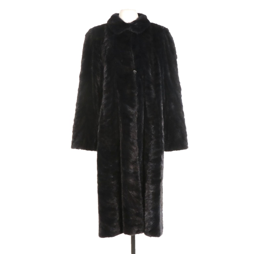 Mink Paw Fur and Grey Leather Reversible Long Coat from Robert Mann Furs