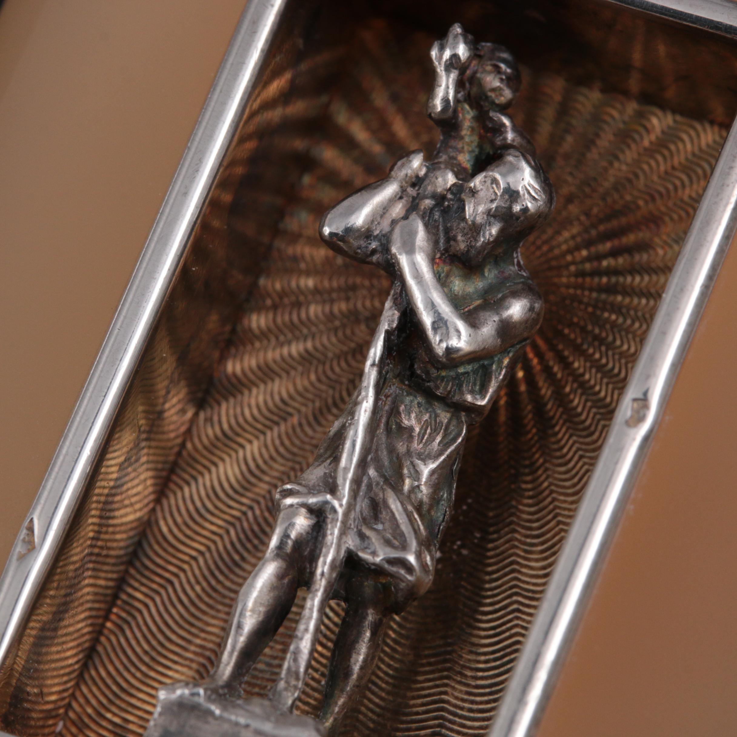 Cartier Art Deco 800 Silver and Chalcedony St. Christopher Dashboard Plaque