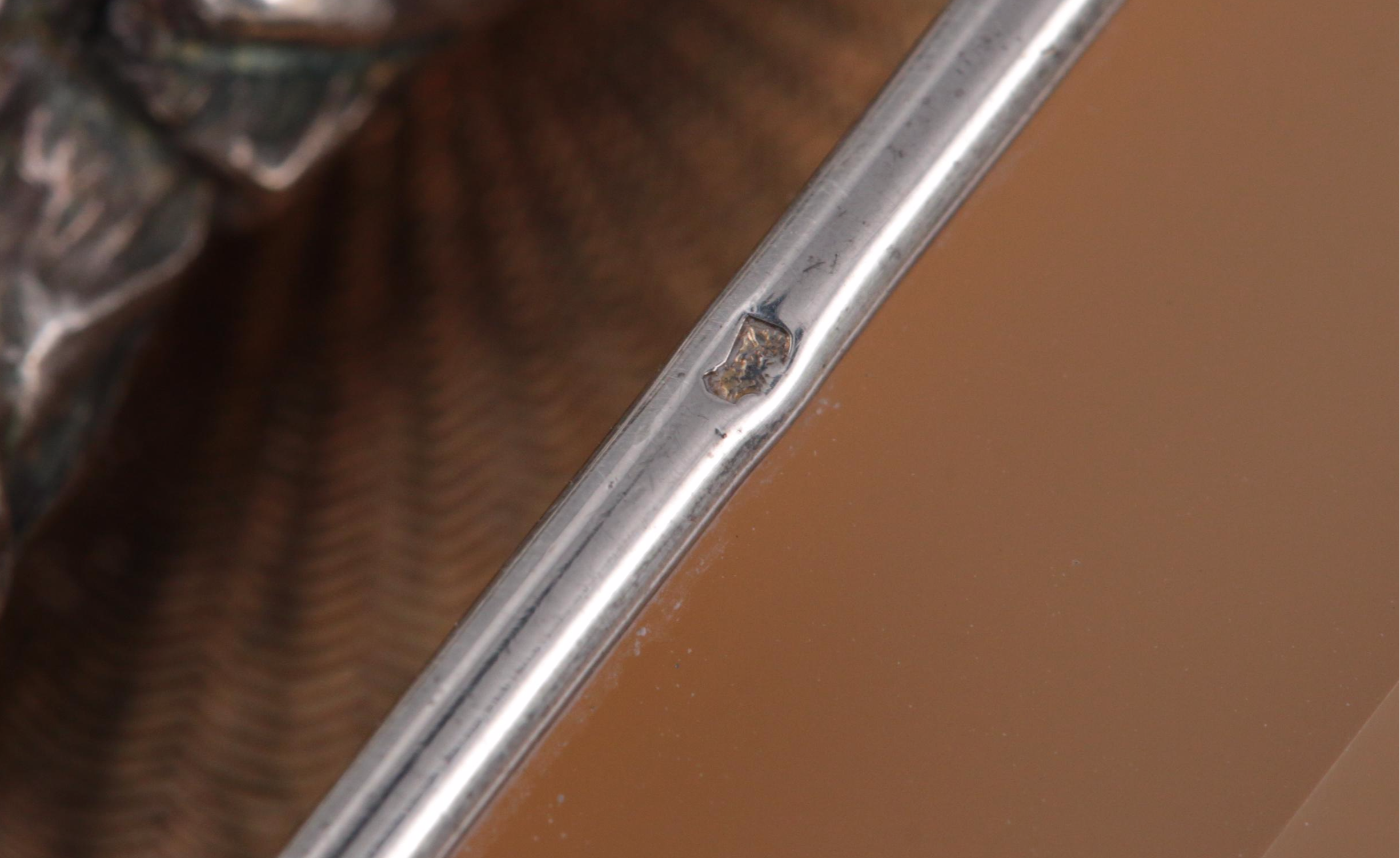 Cartier Art Deco 800 Silver and Chalcedony St. Christopher Dashboard Plaque