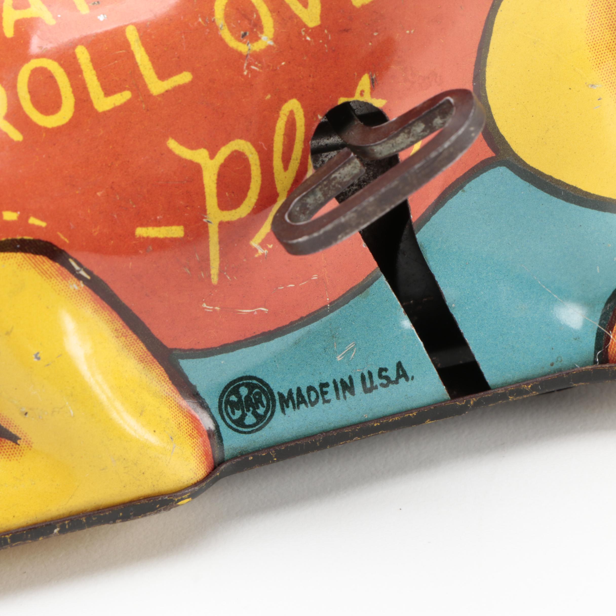 Marx Toys Walt Disney Pluto Tin Lithograph Roll Over Wind Up Toy, 1939