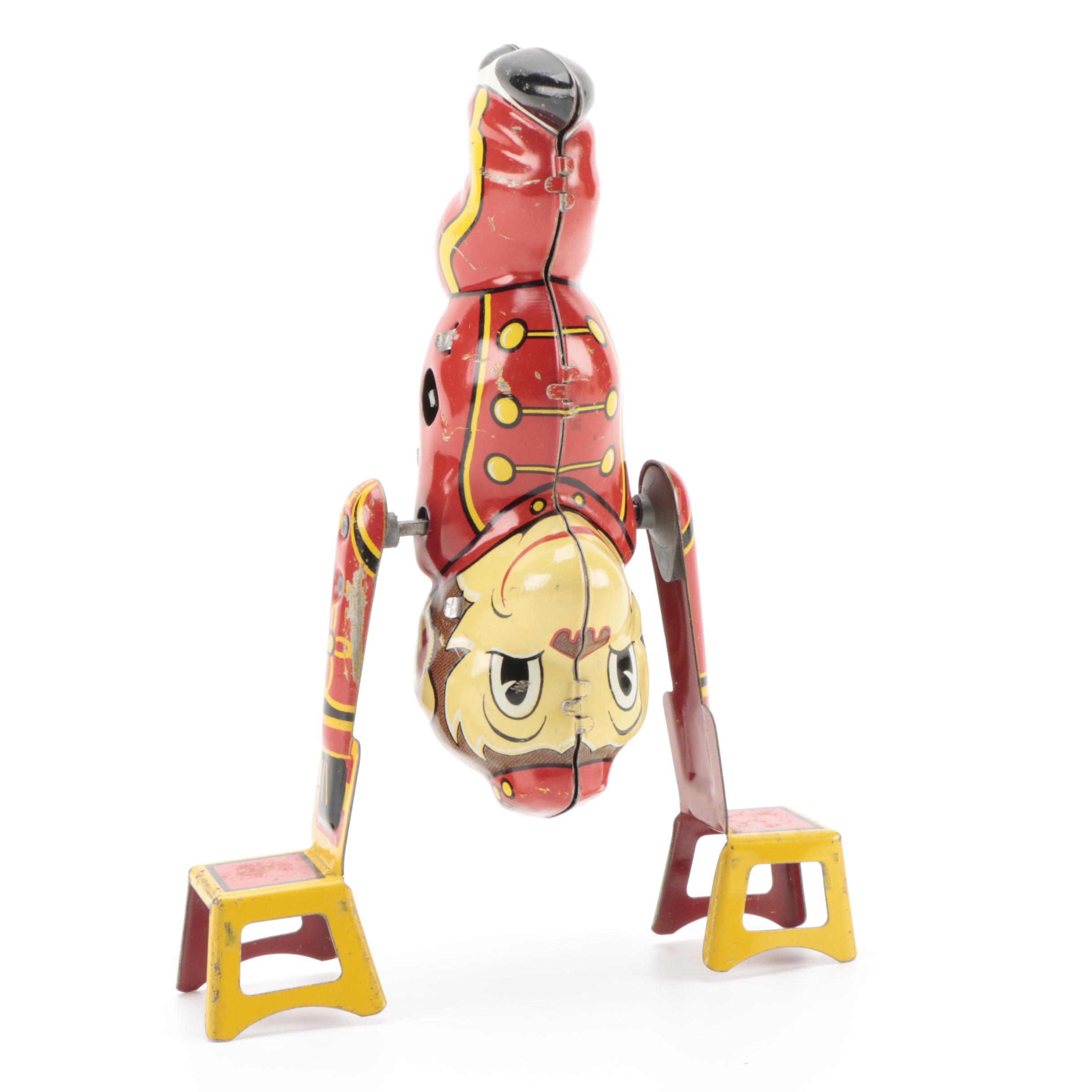 Marx "Tumbling Monkey" Wind-Up Tin Litho Mechanical Toy, Mid-20th Century