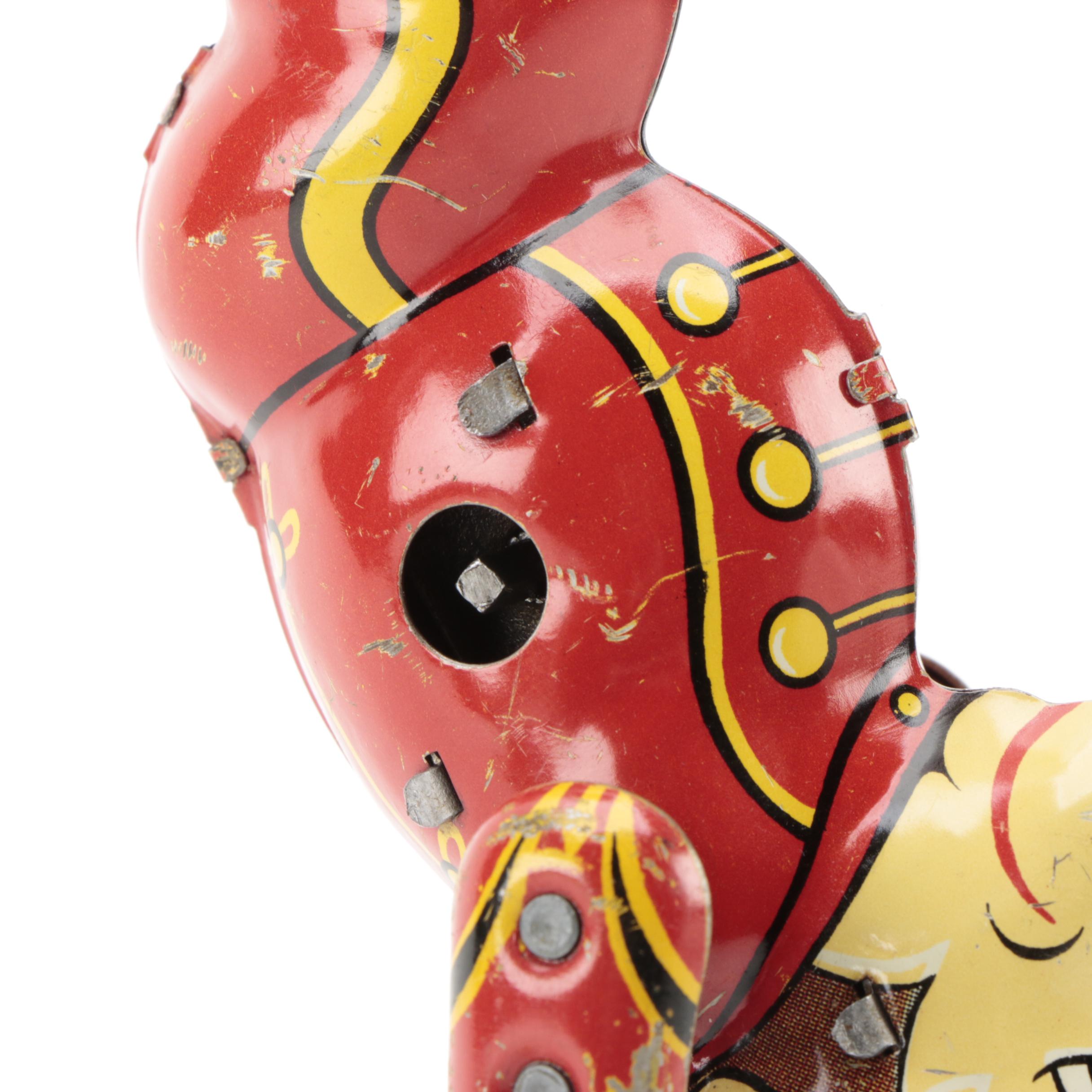 Marx "Tumbling Monkey" Wind-Up Tin Litho Mechanical Toy, Mid-20th Century