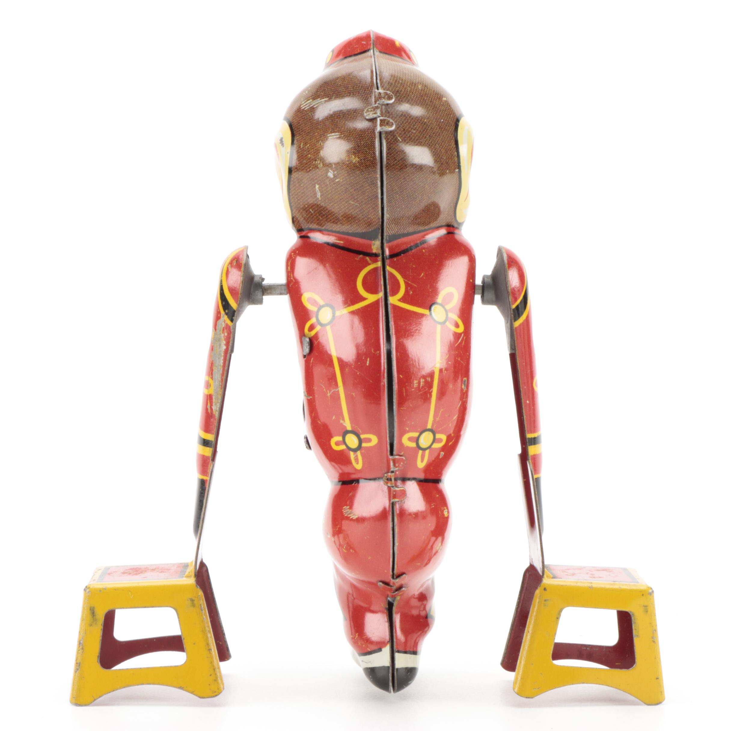 Marx "Tumbling Monkey" Wind-Up Tin Litho Mechanical Toy, Mid-20th Century
