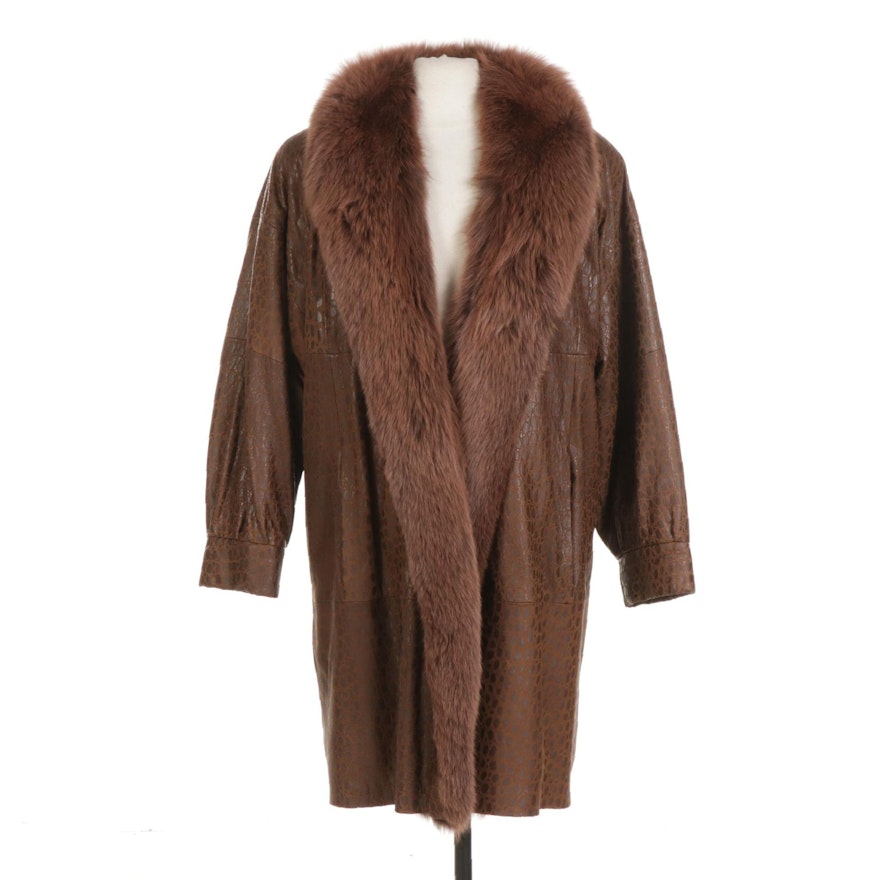 Leather Coat with Fox Fur Collar From Sprung Fréres