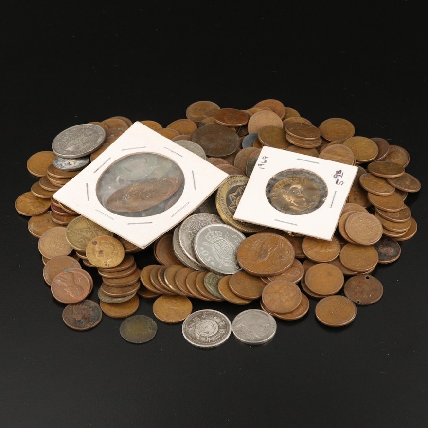 Collection of U.S. Cents and Foreign Coins