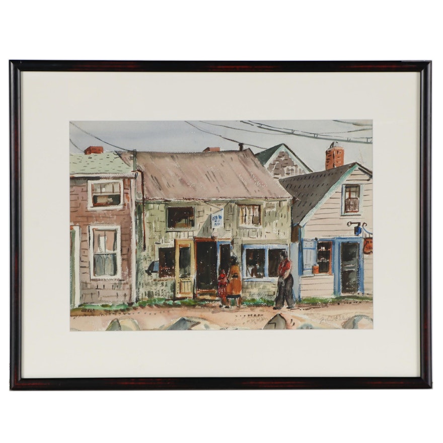 John E. Weis Watercolor Painting of Street Scene