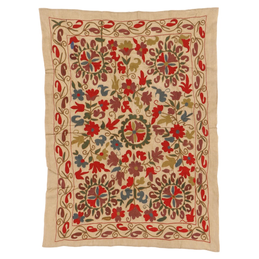 Central Asian Embroidered Suzani Style Wall Hanging