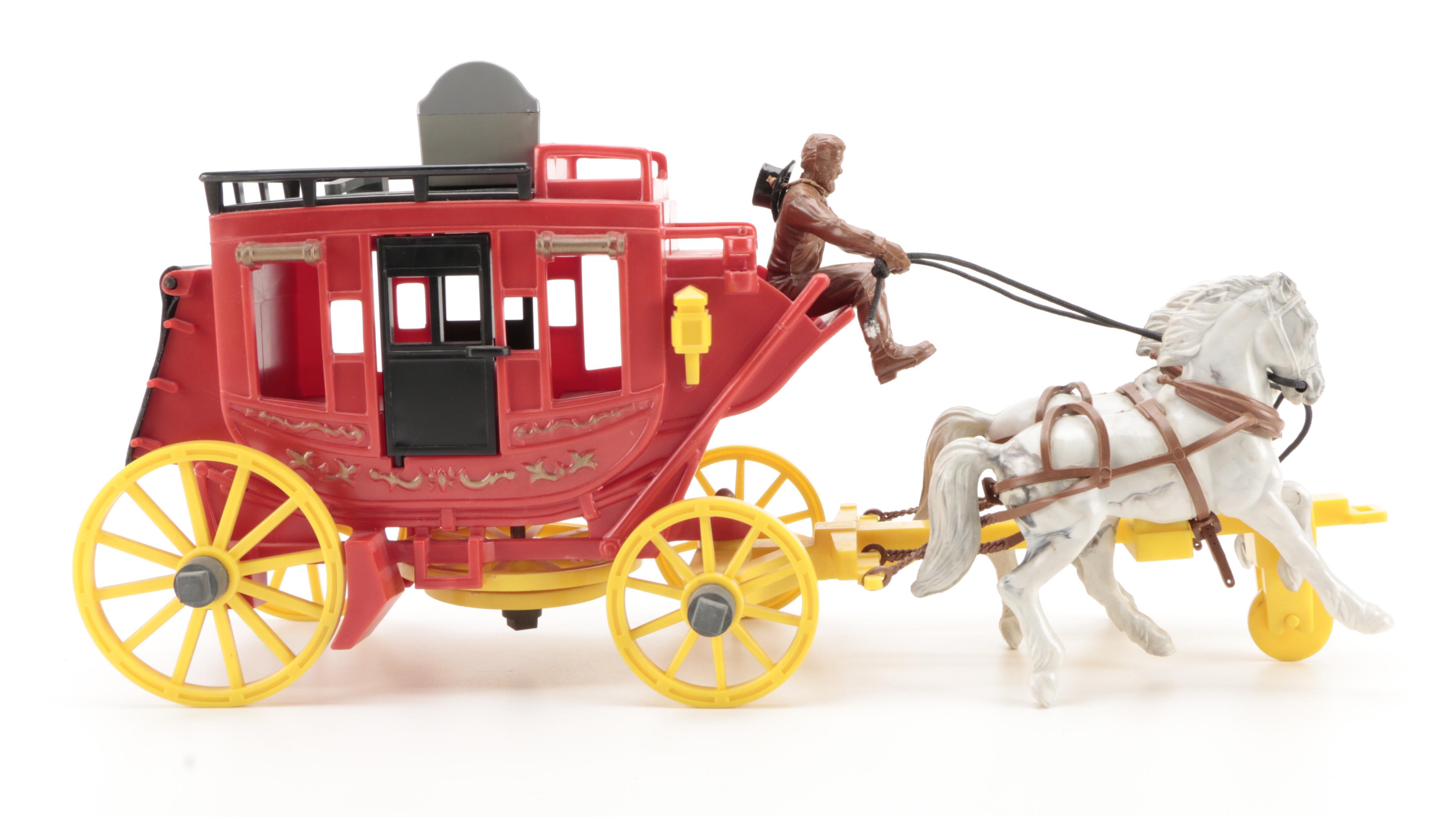 Tim Mee Toy "Wild West Playset" with Other Toy Stage Coach, Mid to Late 20th C.