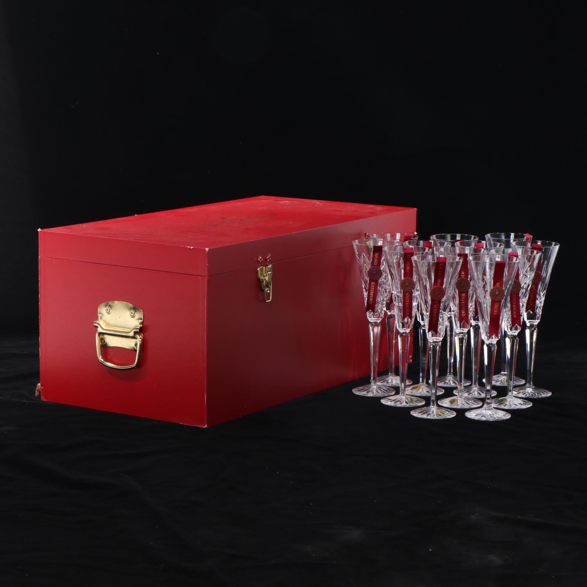 Waterford Limited Edition "Twelve Days of Christmas" Crystal Flutes in Trunk