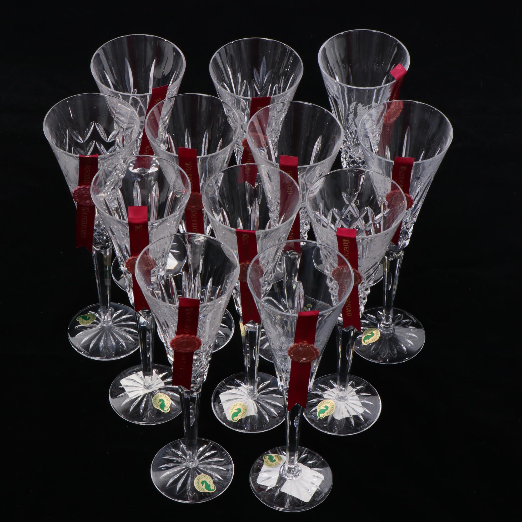 Waterford Limited Edition "Twelve Days of Christmas" Crystal Flutes in Trunk