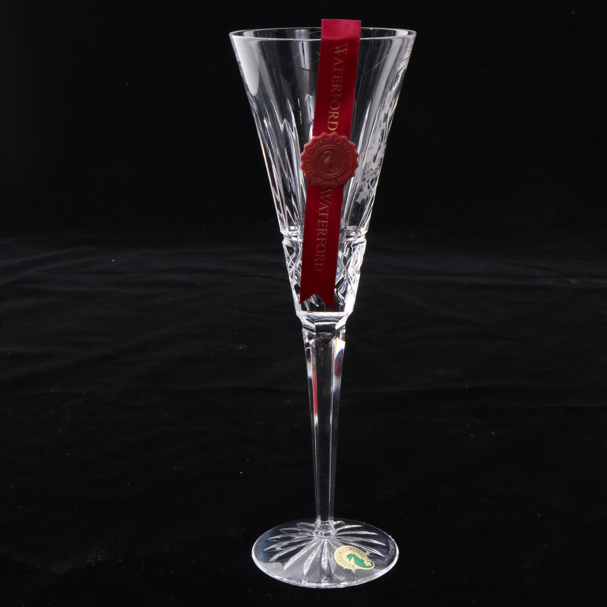 Waterford Limited Edition "Twelve Days of Christmas" Crystal Flutes in Trunk
