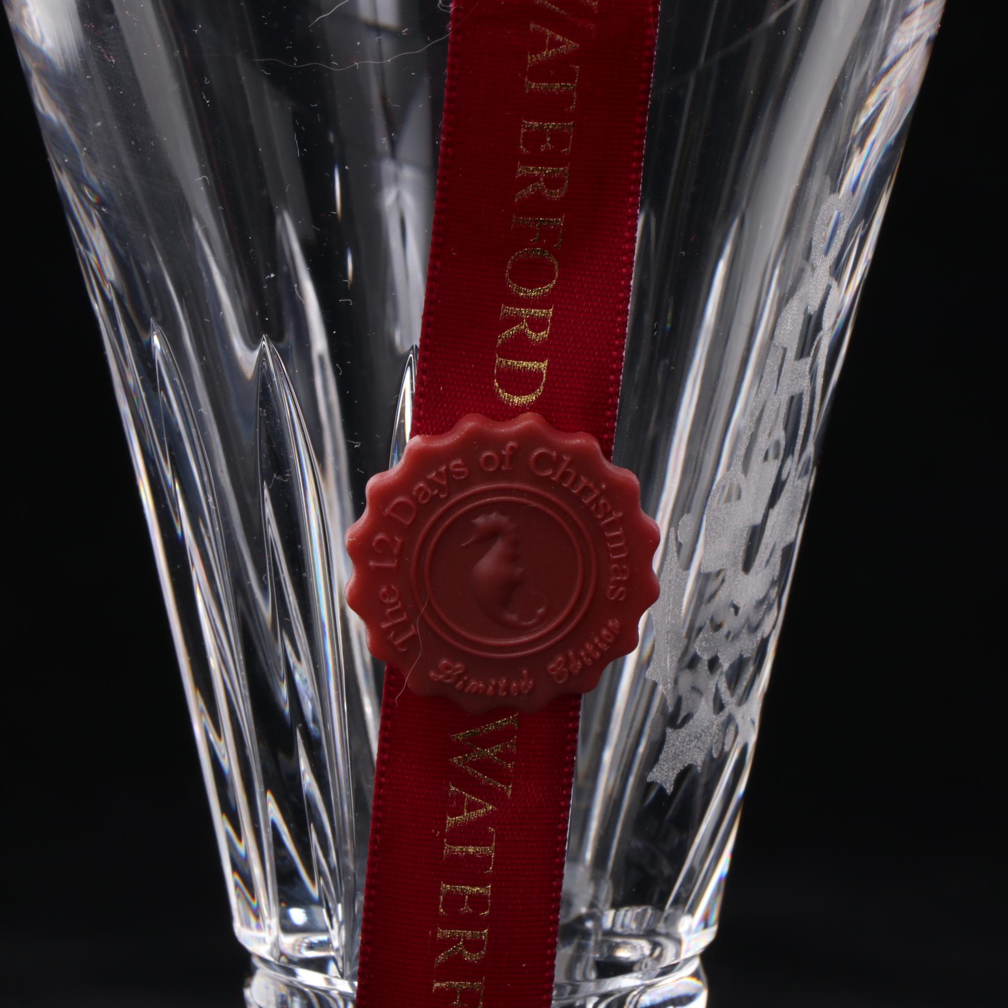Waterford Limited Edition "Twelve Days of Christmas" Crystal Flutes in Trunk