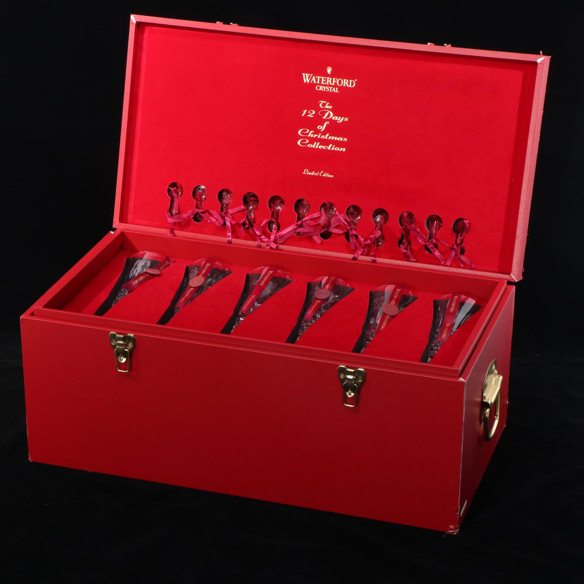Waterford Limited Edition "Twelve Days of Christmas" Crystal Flutes in Trunk