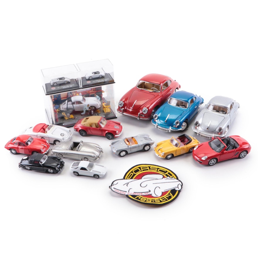 Porsche 356 and Other Porsche Diecast Cars Including Schuco Diorama
