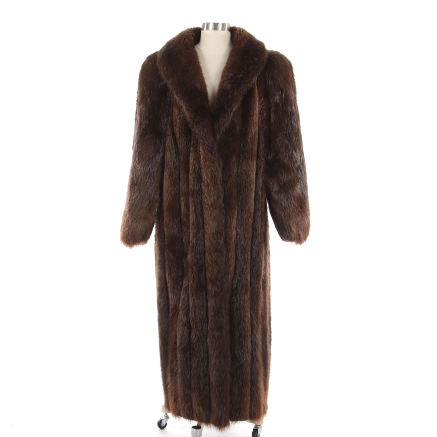 Beaver Fur Full-Length Coat with Shawl Collar from Thomas McElroy Furs