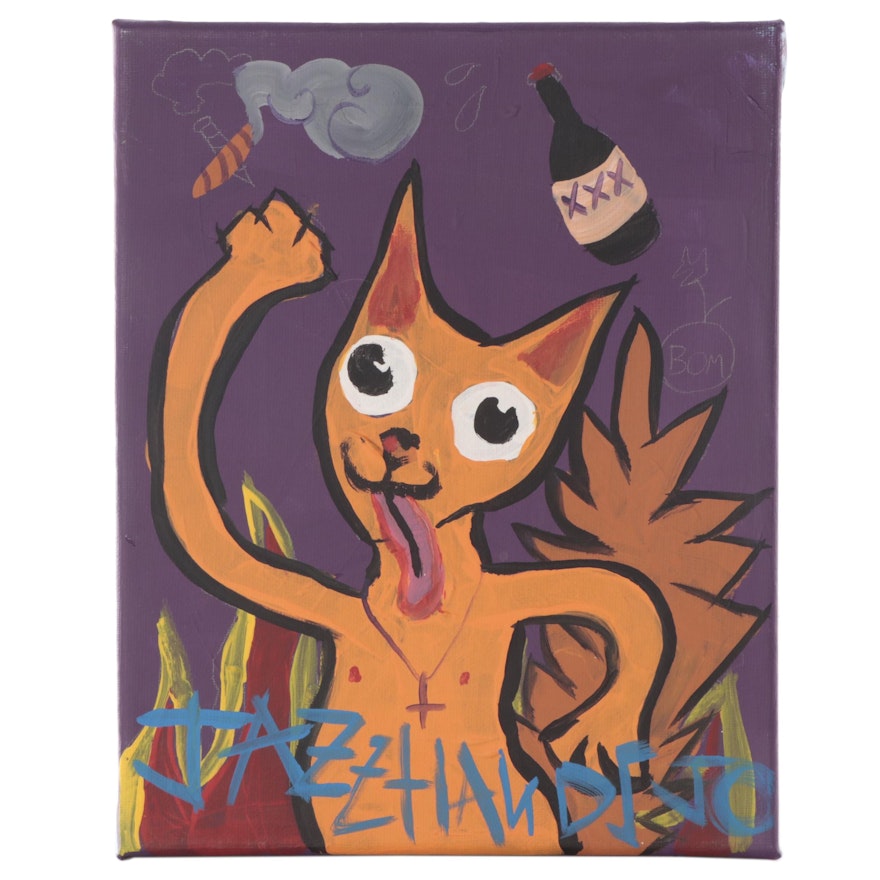 Jazz Hands Jo Folk Art Acrylic Painting "Crazy Katz"