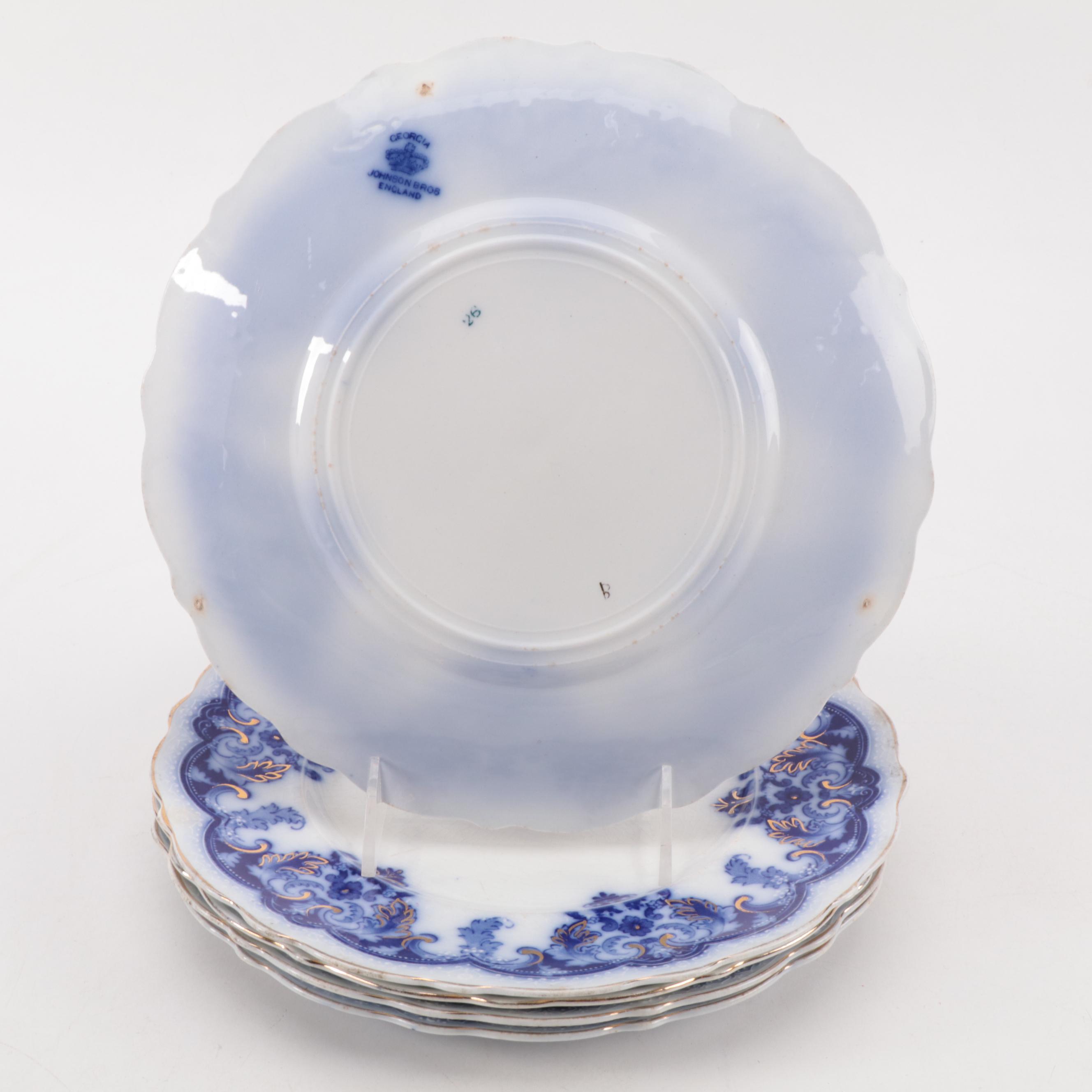 Johnson Bros. "Georgia" and Other English Ironstone Flow Blue Plates