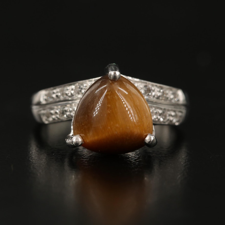 Sterling Tiger's Eye and White Topaz Ring