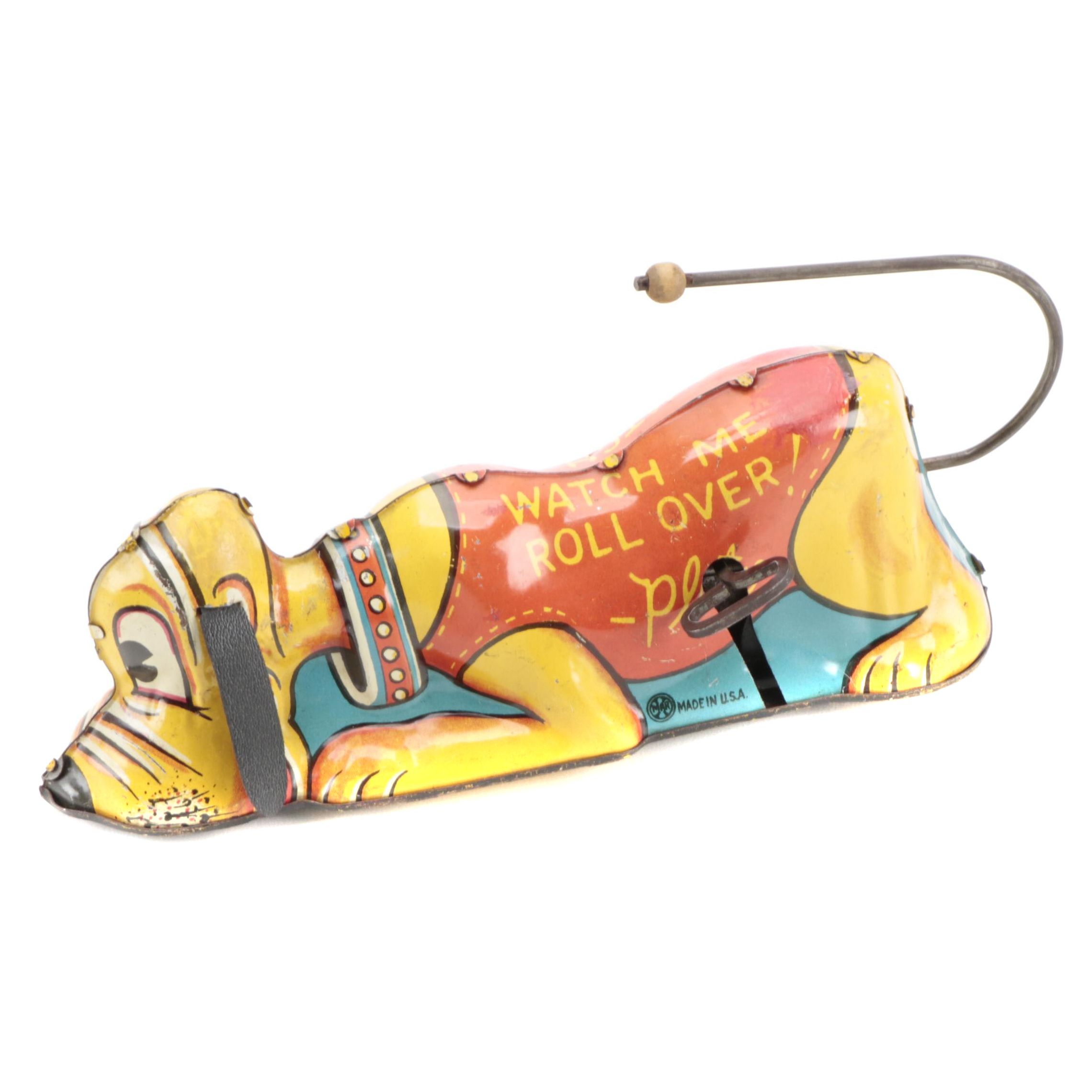 Marx Toys Walt Disney Pluto Tin Lithograph Roll Over Wind Up Toy, 1939