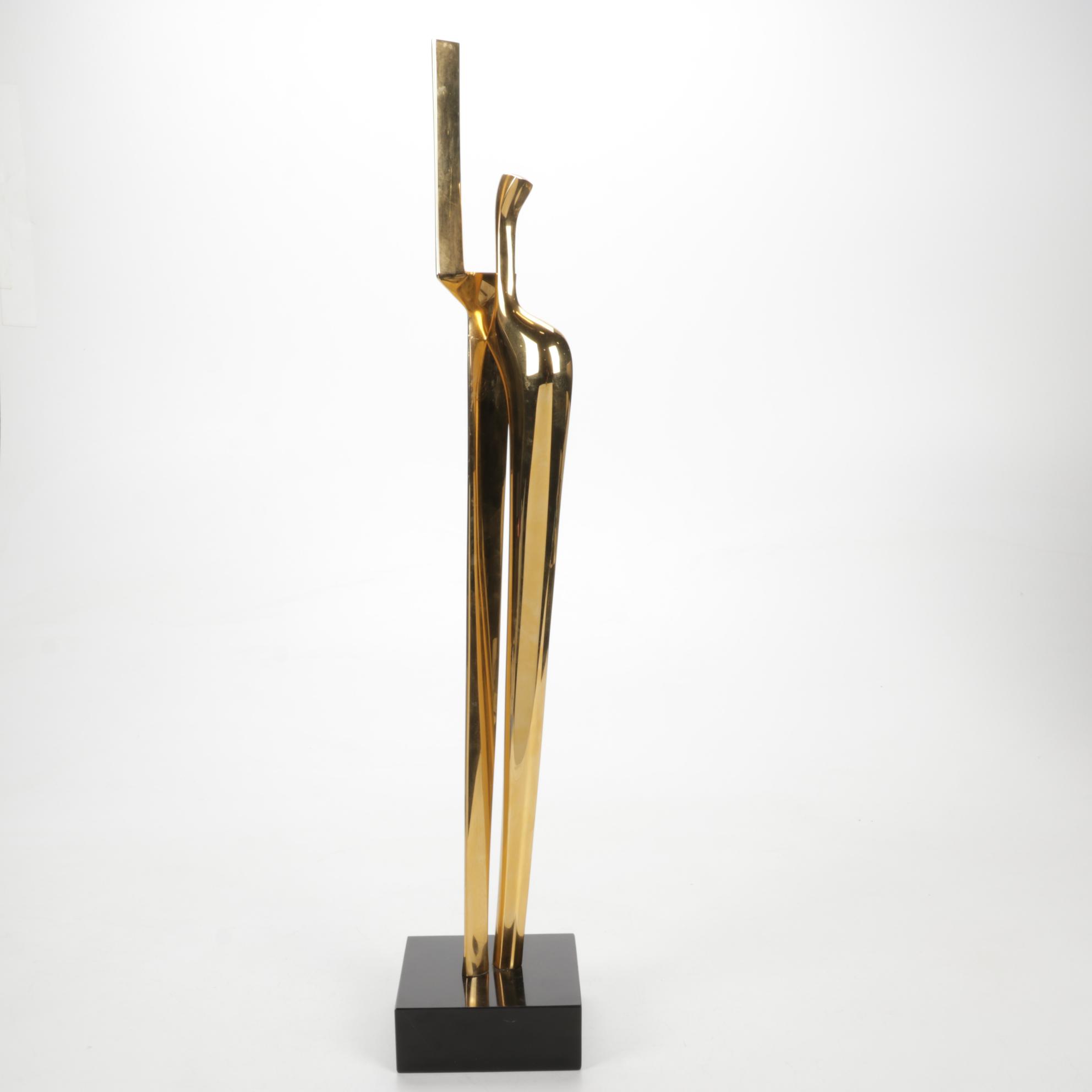 Paul Braslow Cast Bronze Modernist Sculpture "Creation," 1985