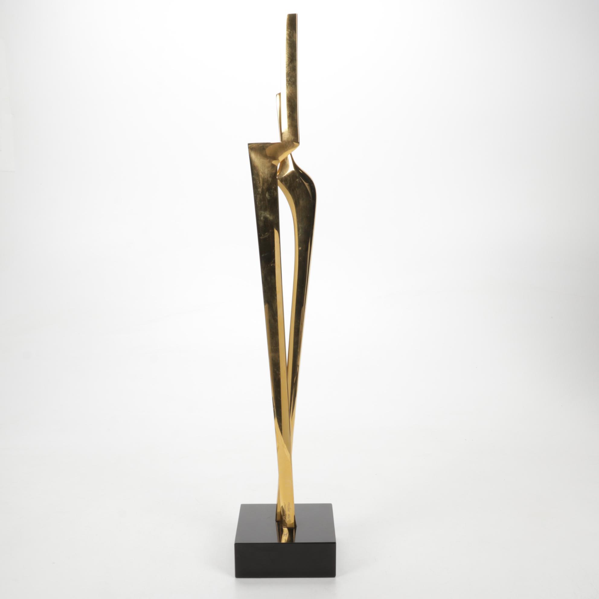 Paul Braslow Cast Bronze Modernist Sculpture "Creation," 1985