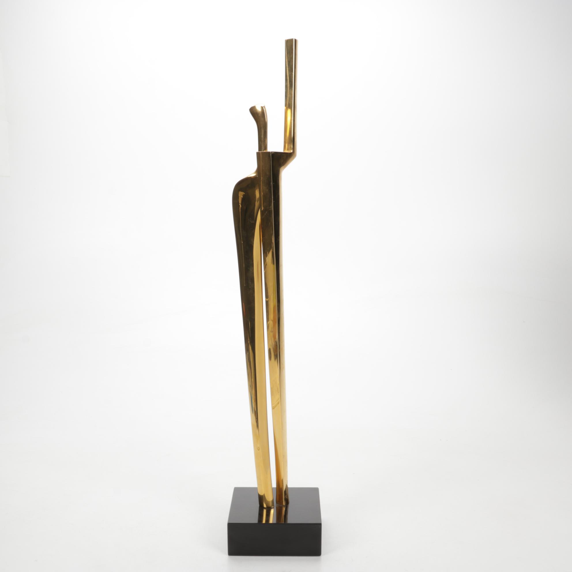 Paul Braslow Cast Bronze Modernist Sculpture "Creation," 1985