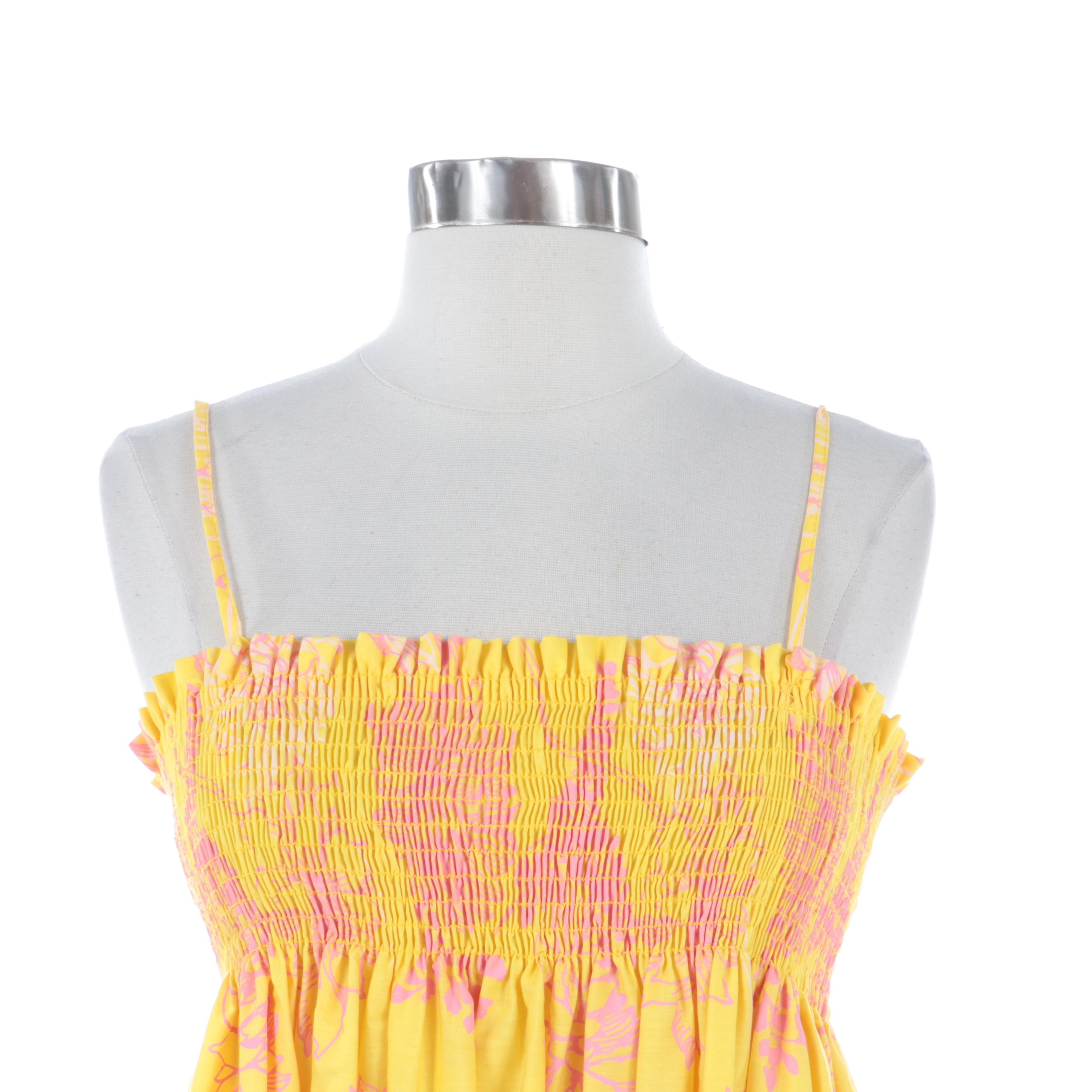 The Lilly by Lilly Pulitzer Floral Print Smocked Dress with Wrap, Mid-1960s