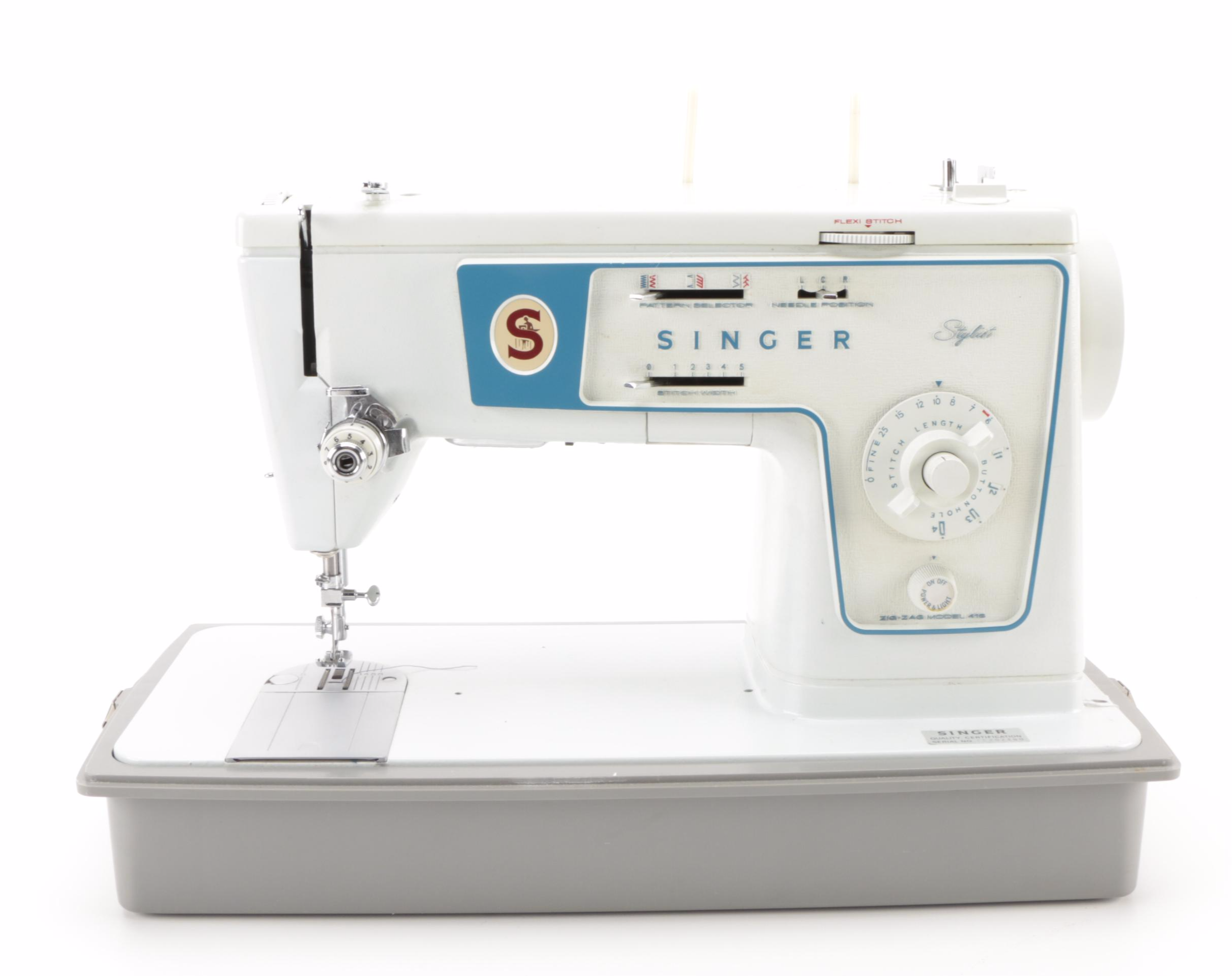 Singer Stylist Zig-Zag Model 416 Electric Sewing Machine with Case, 1970s