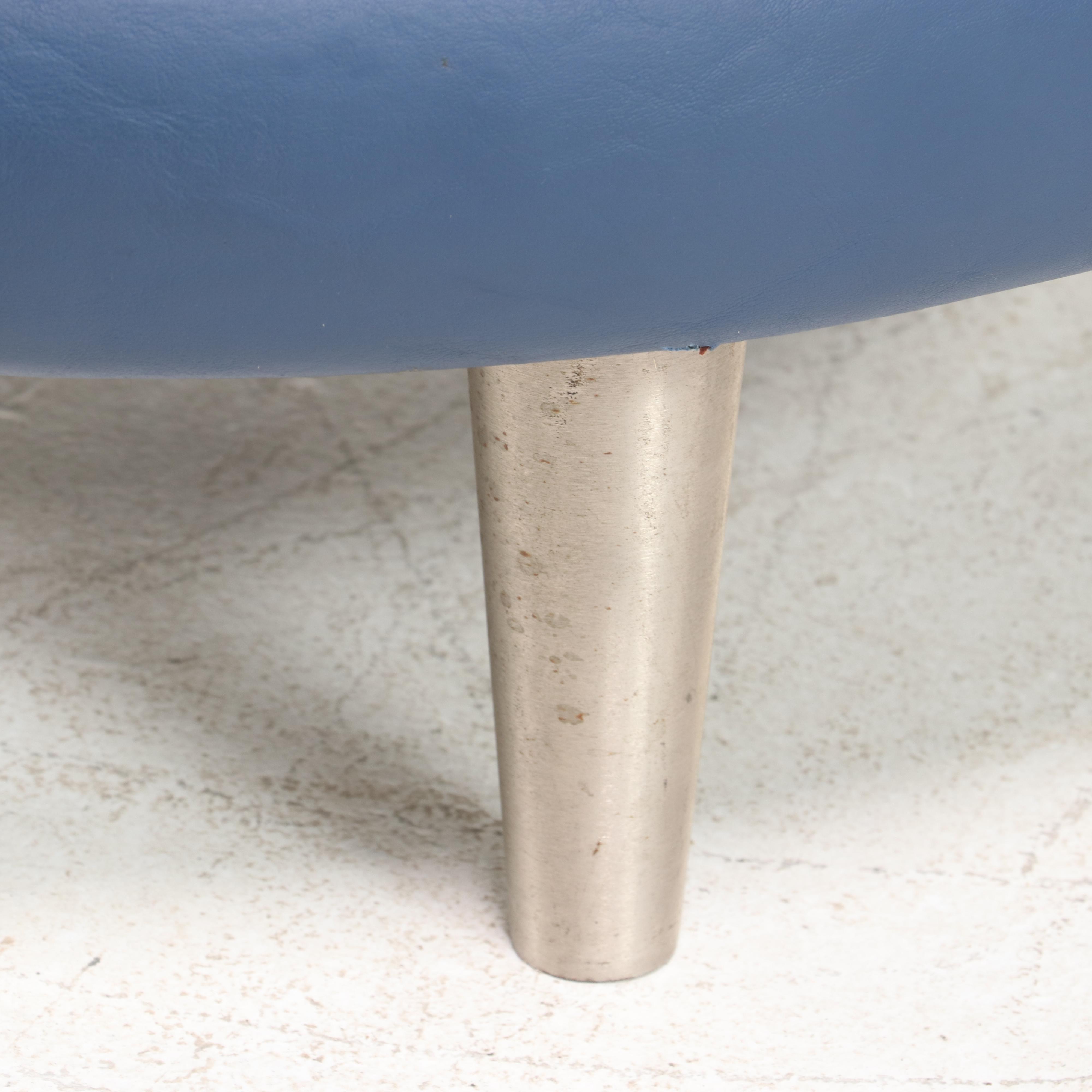 Pair of Martin/Brattrud Inc. Modernist Style Blue Faux-Leather Tub Chairs