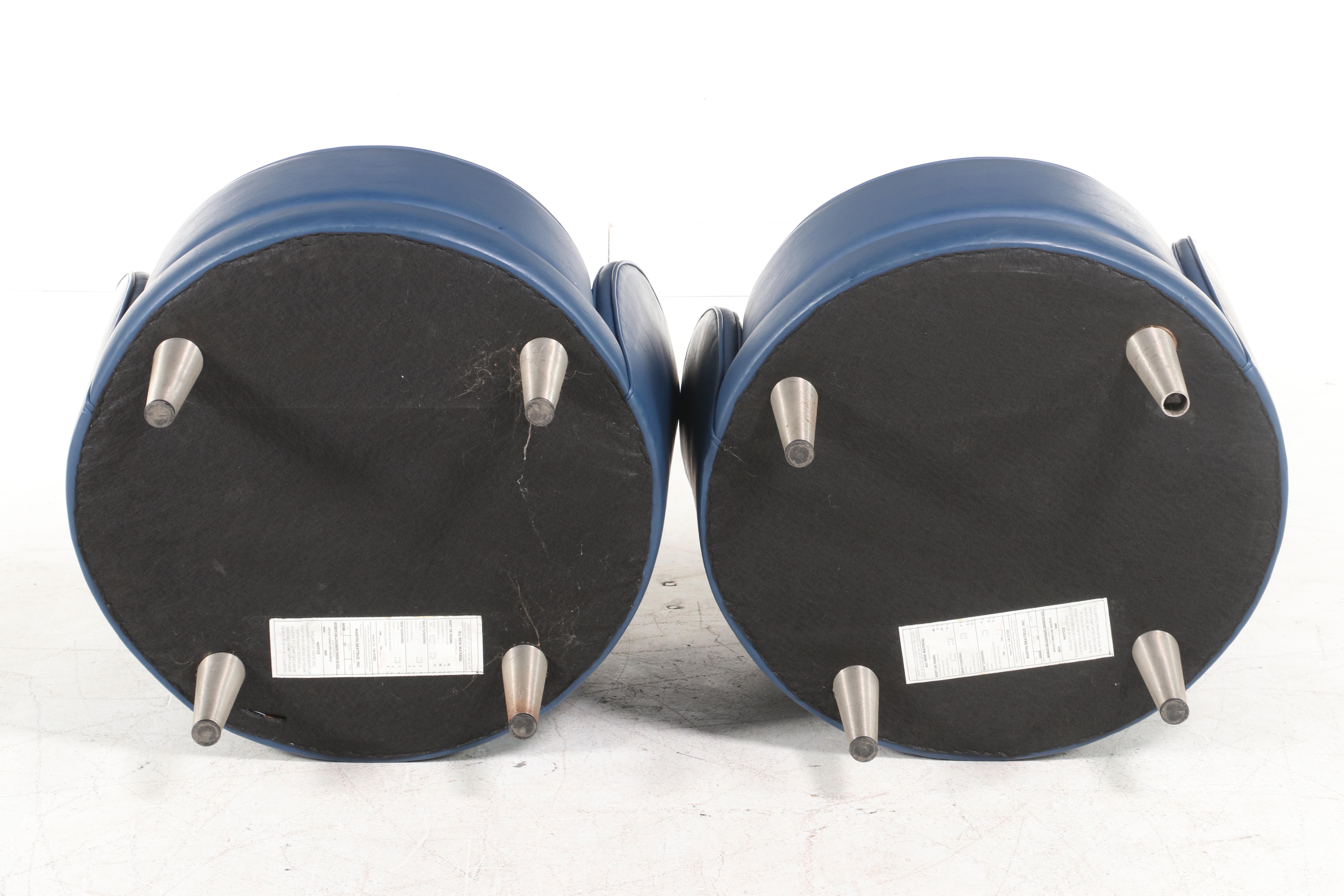 Pair of Martin/Brattrud Inc. Modernist Style Blue Faux-Leather Tub Chairs