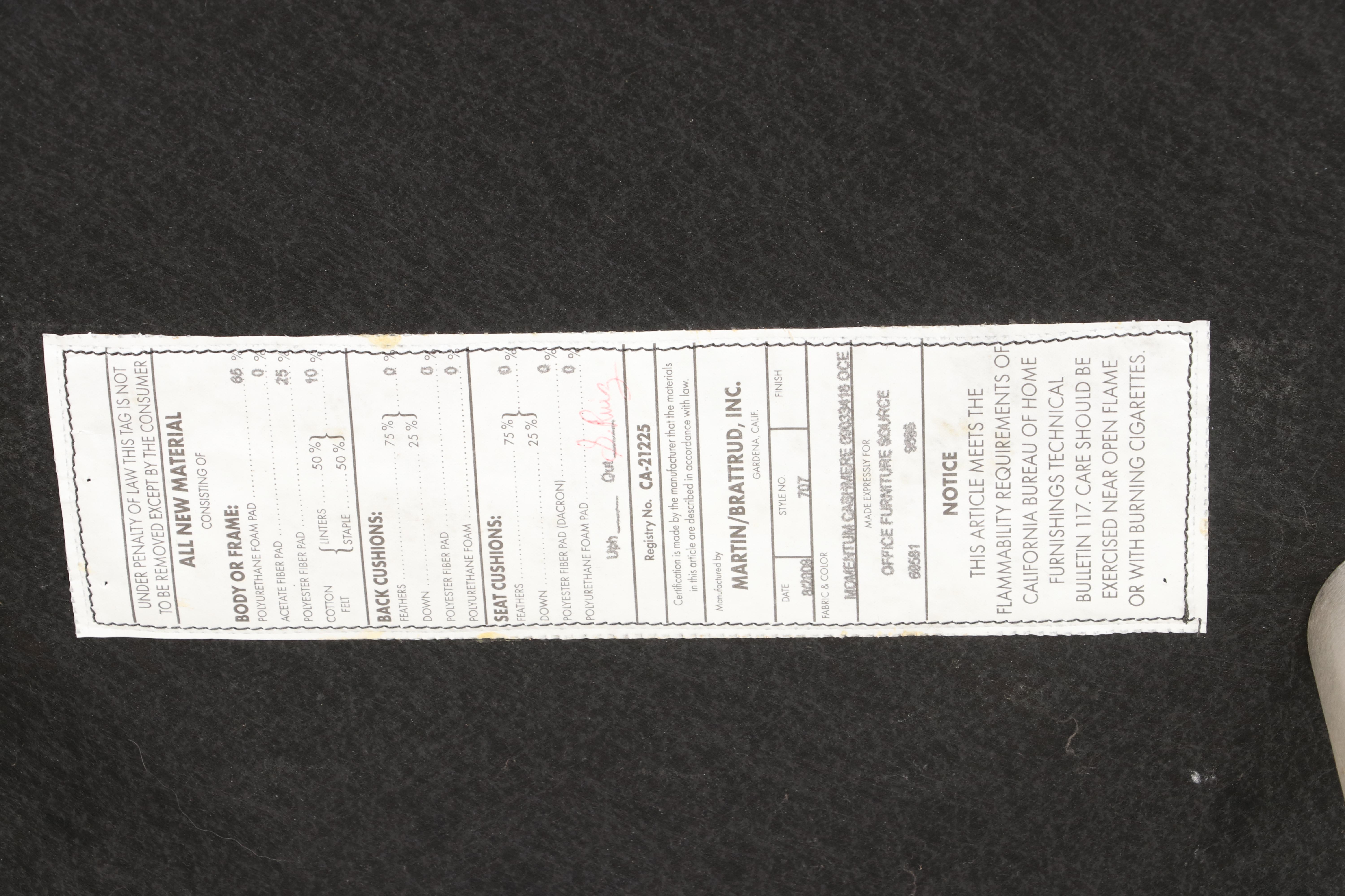 Pair of Martin/Brattrud Inc. Modernist Style Blue Faux-Leather Tub Chairs