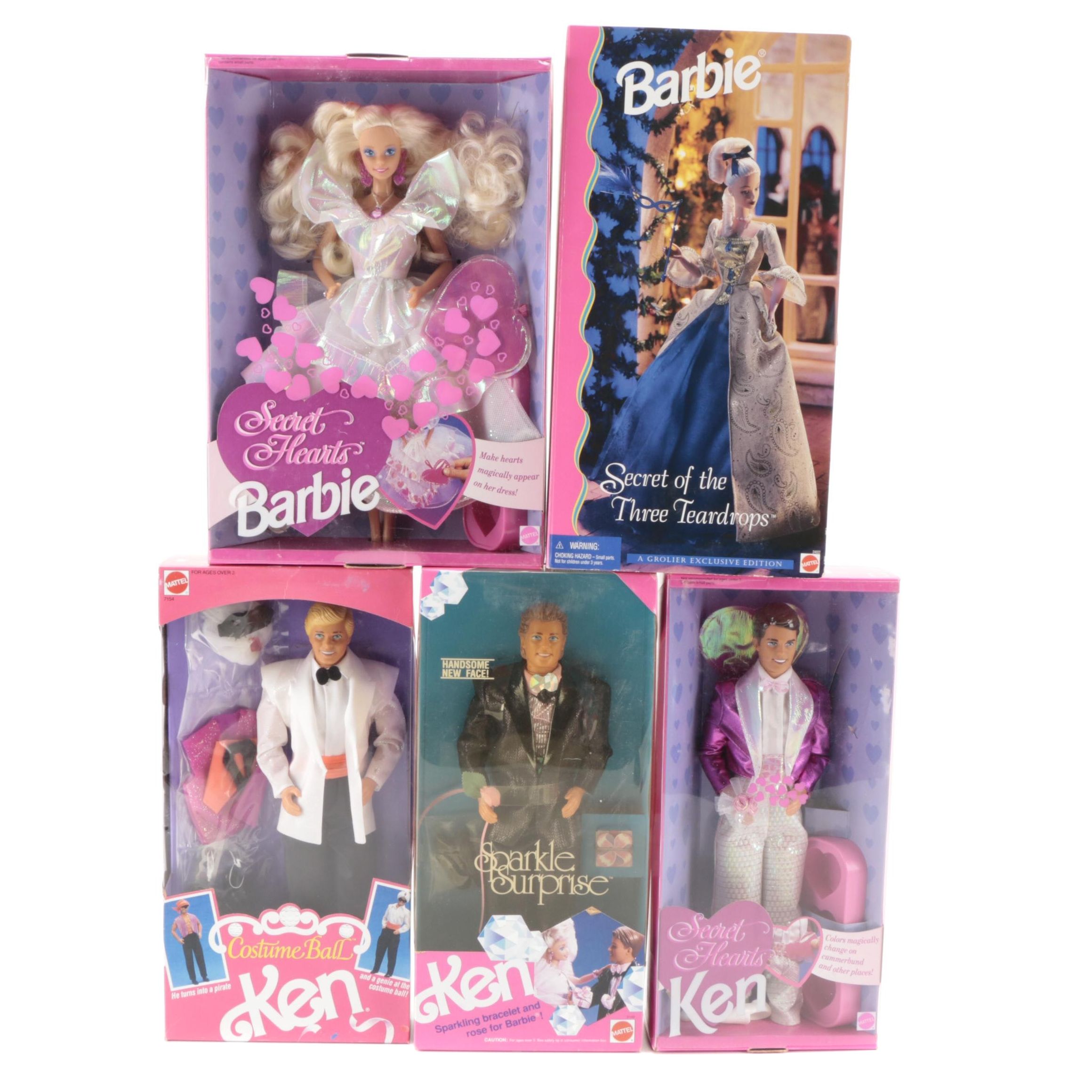 Mattel "Secret Hearts" Barbie and Ken Dolls with Other Barbie and Ken Dolls