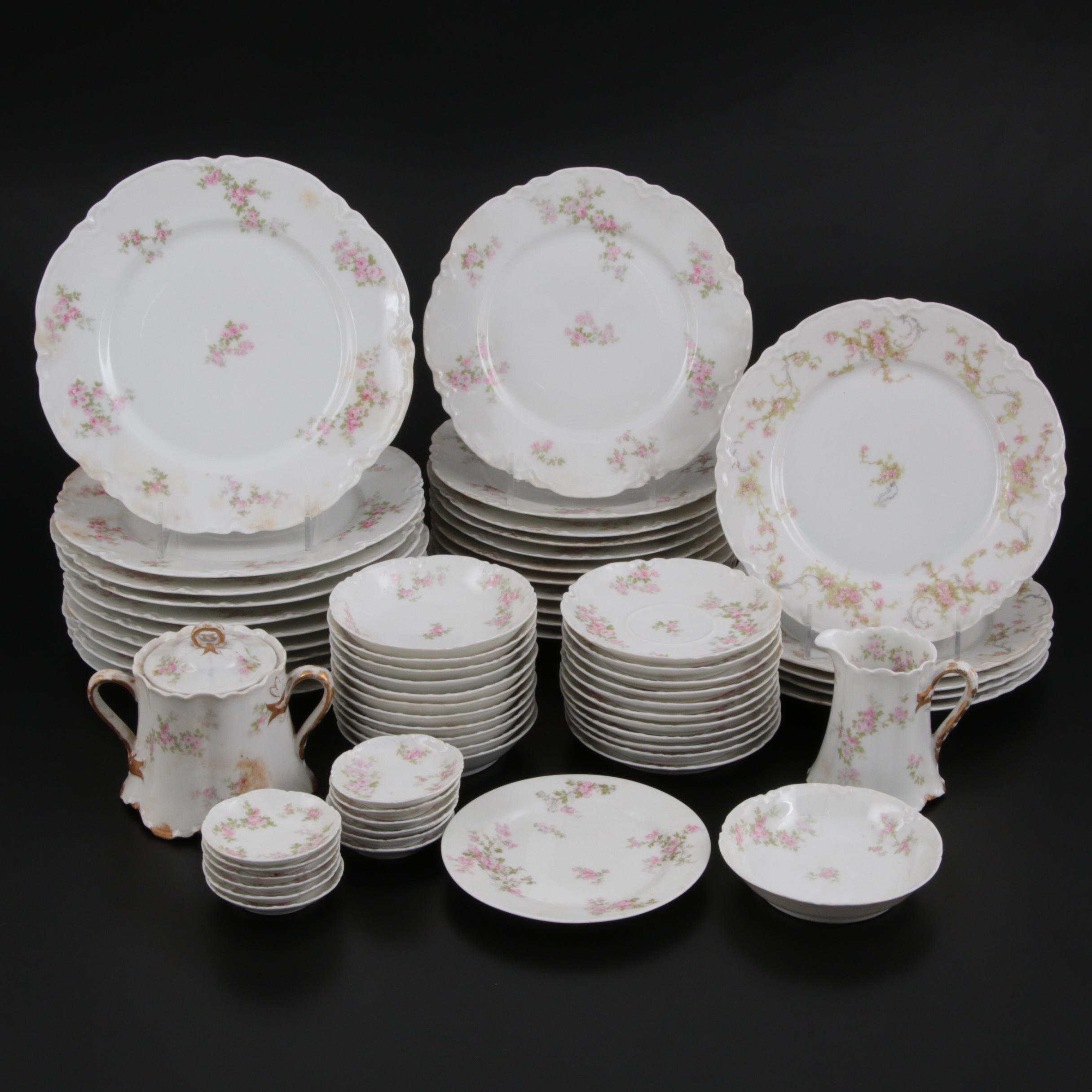 Haviland Limoges and Hutschenreuther Pink Floral Porcelain Dinnerware