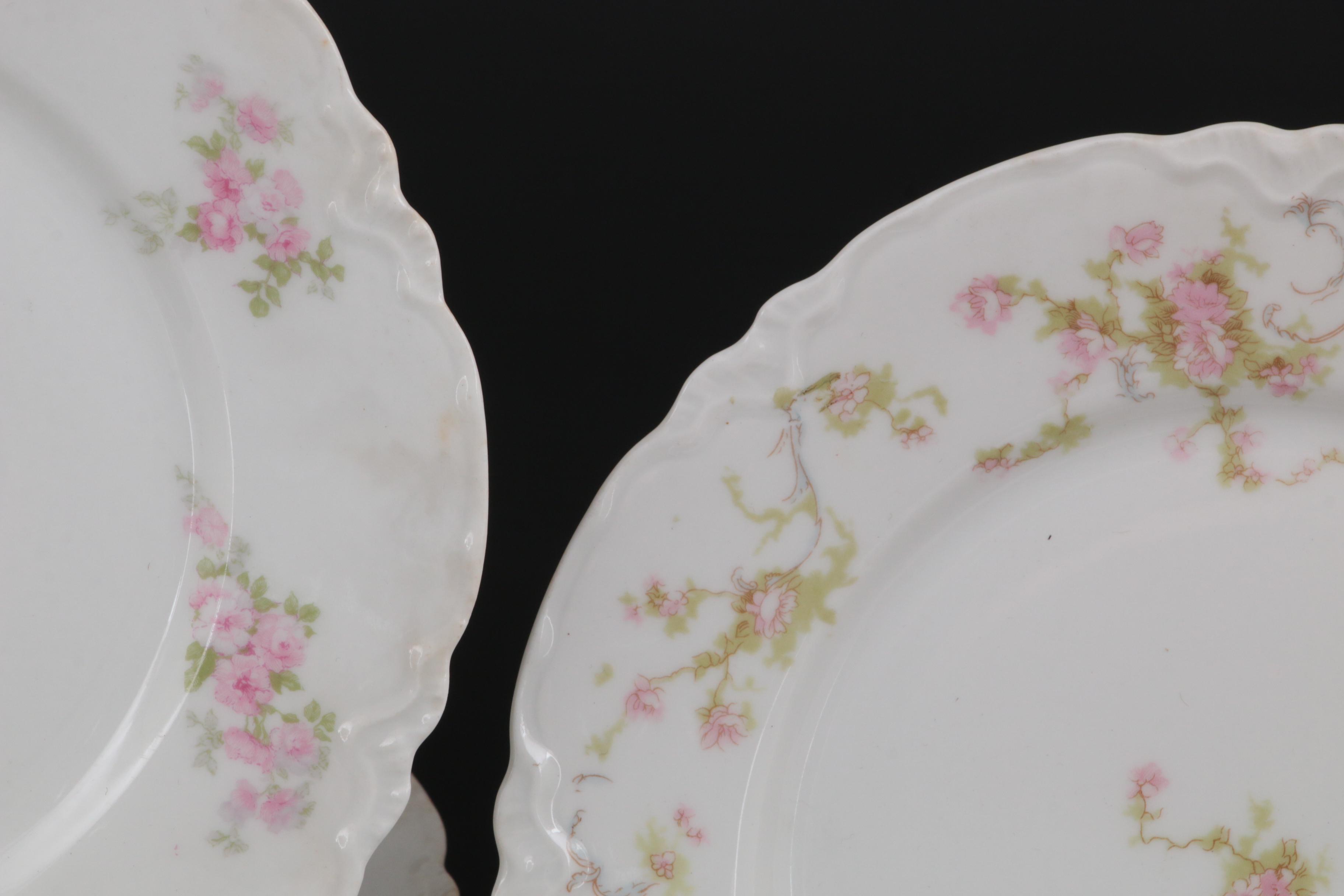 Haviland Limoges and Hutschenreuther Pink Floral Porcelain Dinnerware