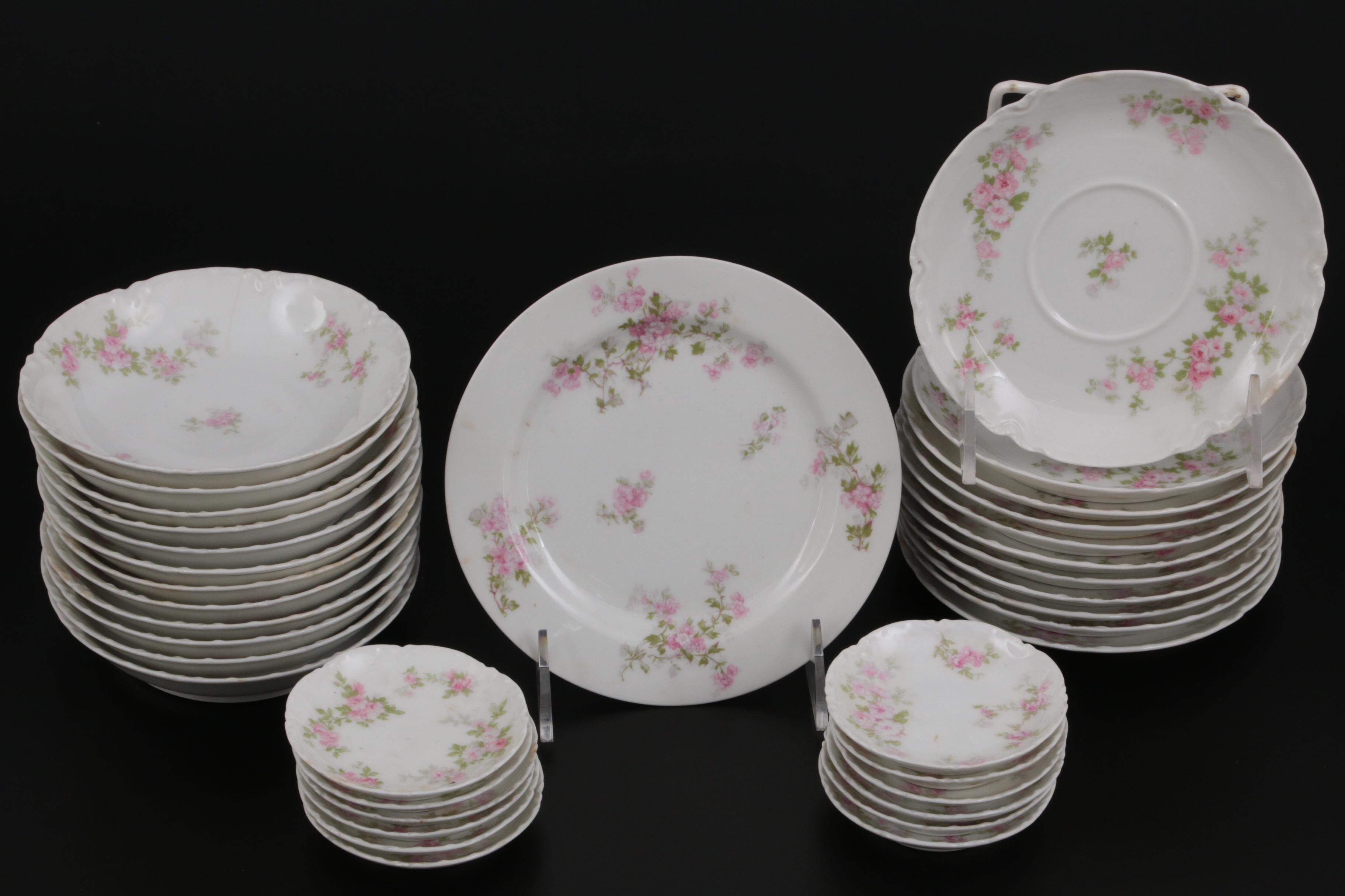 Haviland Limoges and Hutschenreuther Pink Floral Porcelain Dinnerware