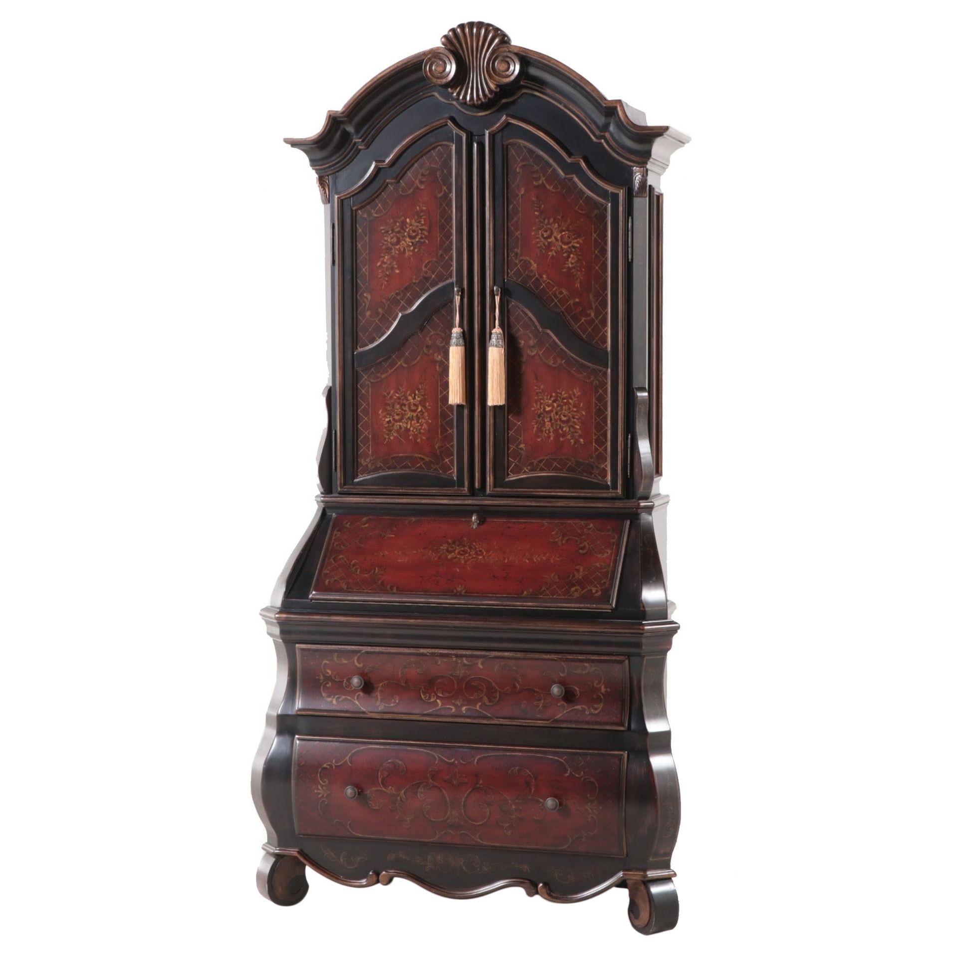 Pulaski Baroque Style Paint-Decorated Secretary Desk