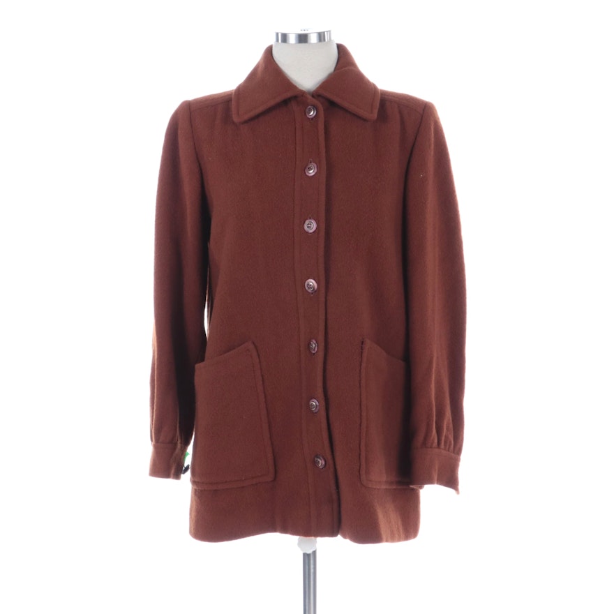 Rust Wool Button-Front Jacket