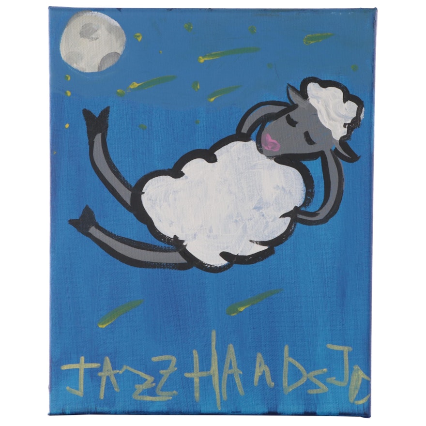 Jazz Hands Jo Folk Art Acrylic Painting "Wool Cloud"