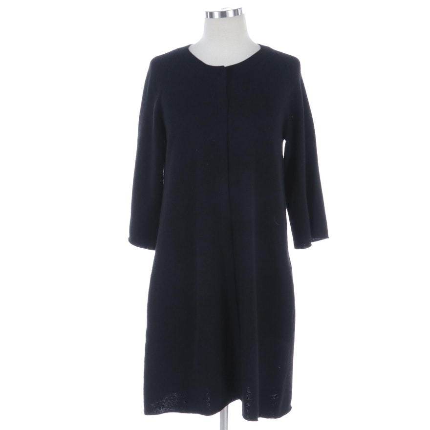 Donna Karan New York Long Black Wool Knit Sweater Dress