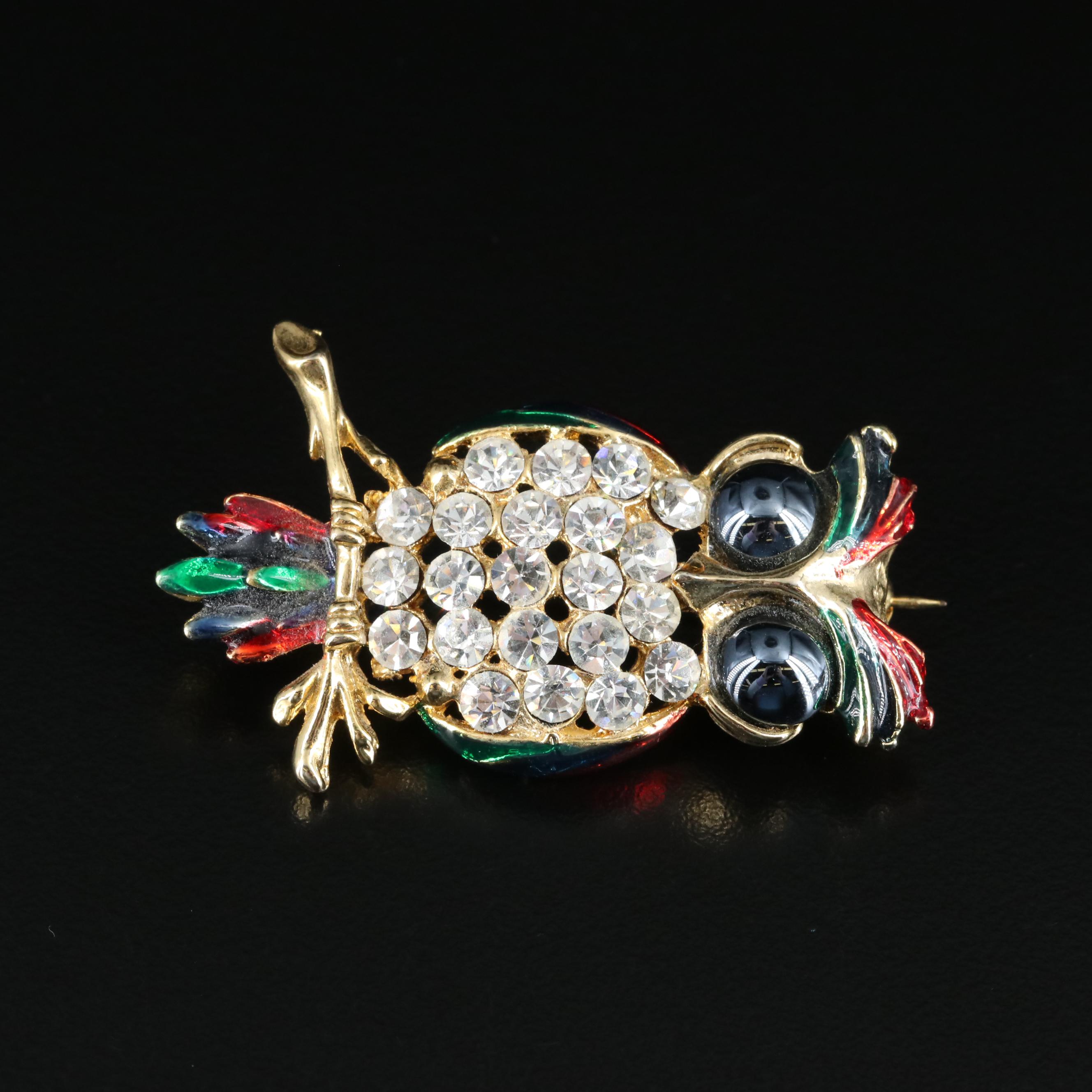 Vintage Birds and Butterfly Rhinestone Brooches