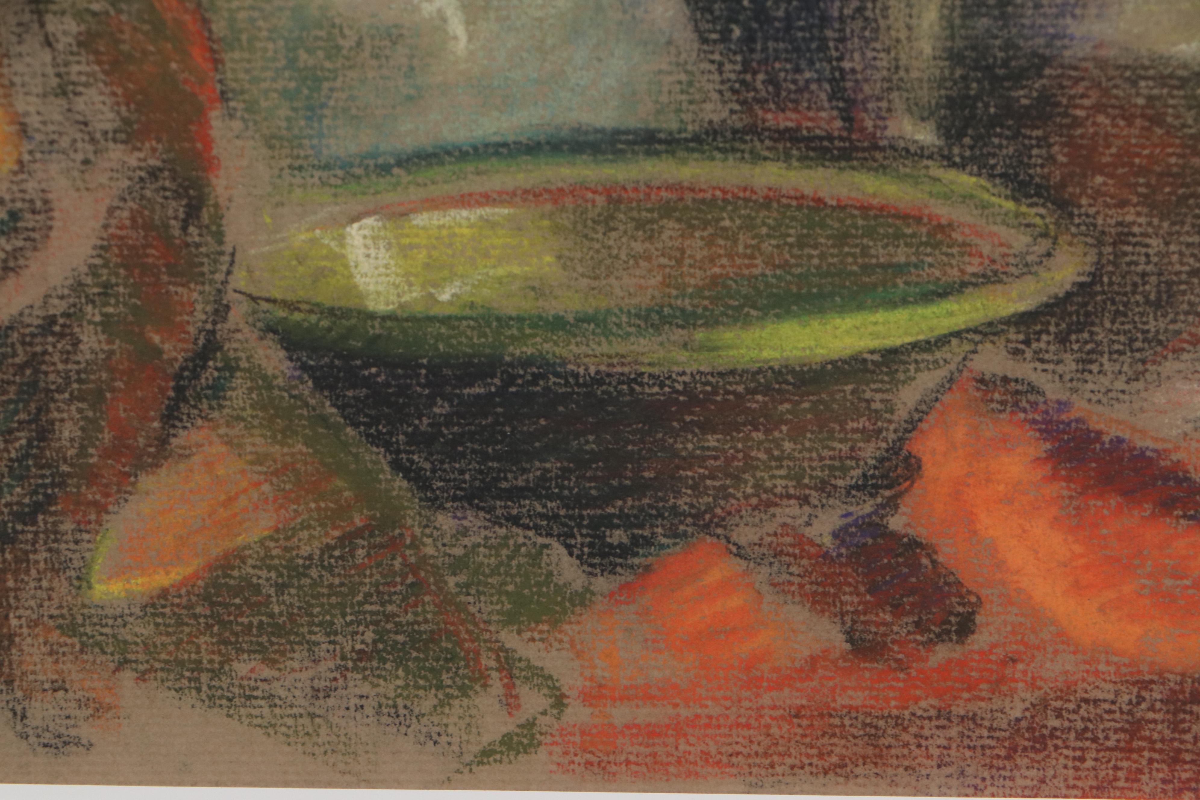 Robert Whitmore Still Life Pastel Drawing of Pitchers, Mid-Late 20th Century