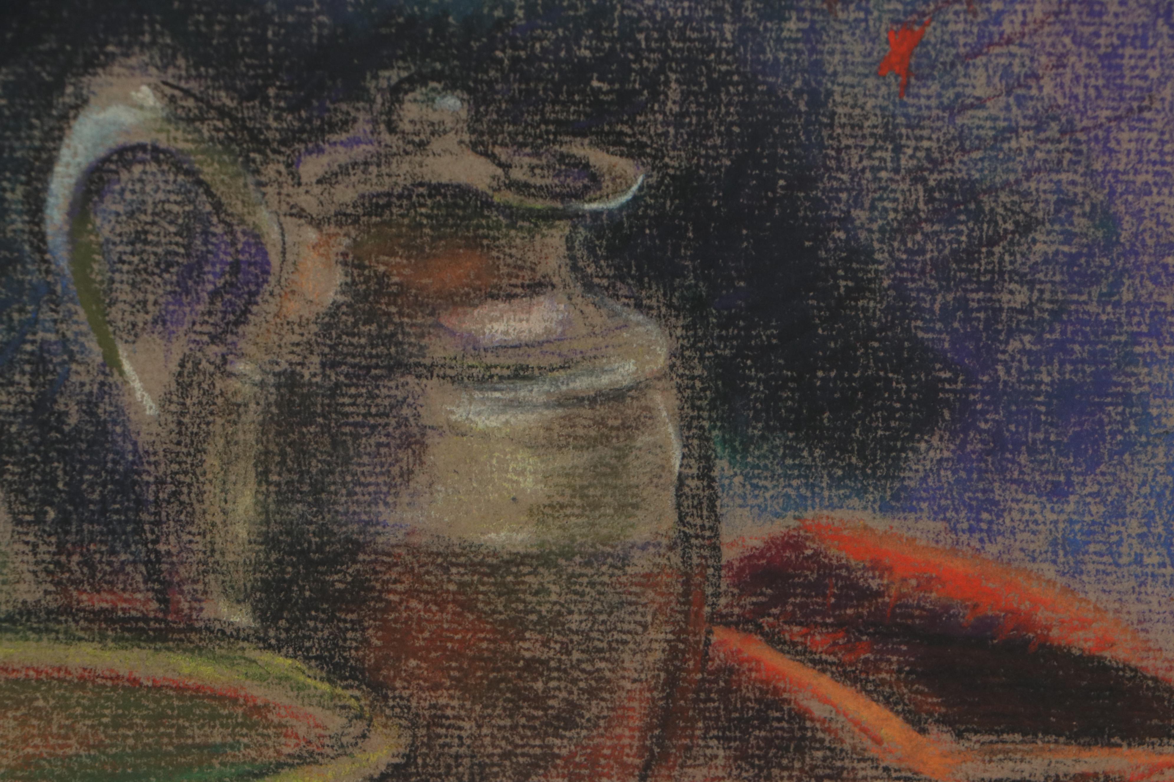 Robert Whitmore Still Life Pastel Drawing of Pitchers, Mid-Late 20th Century