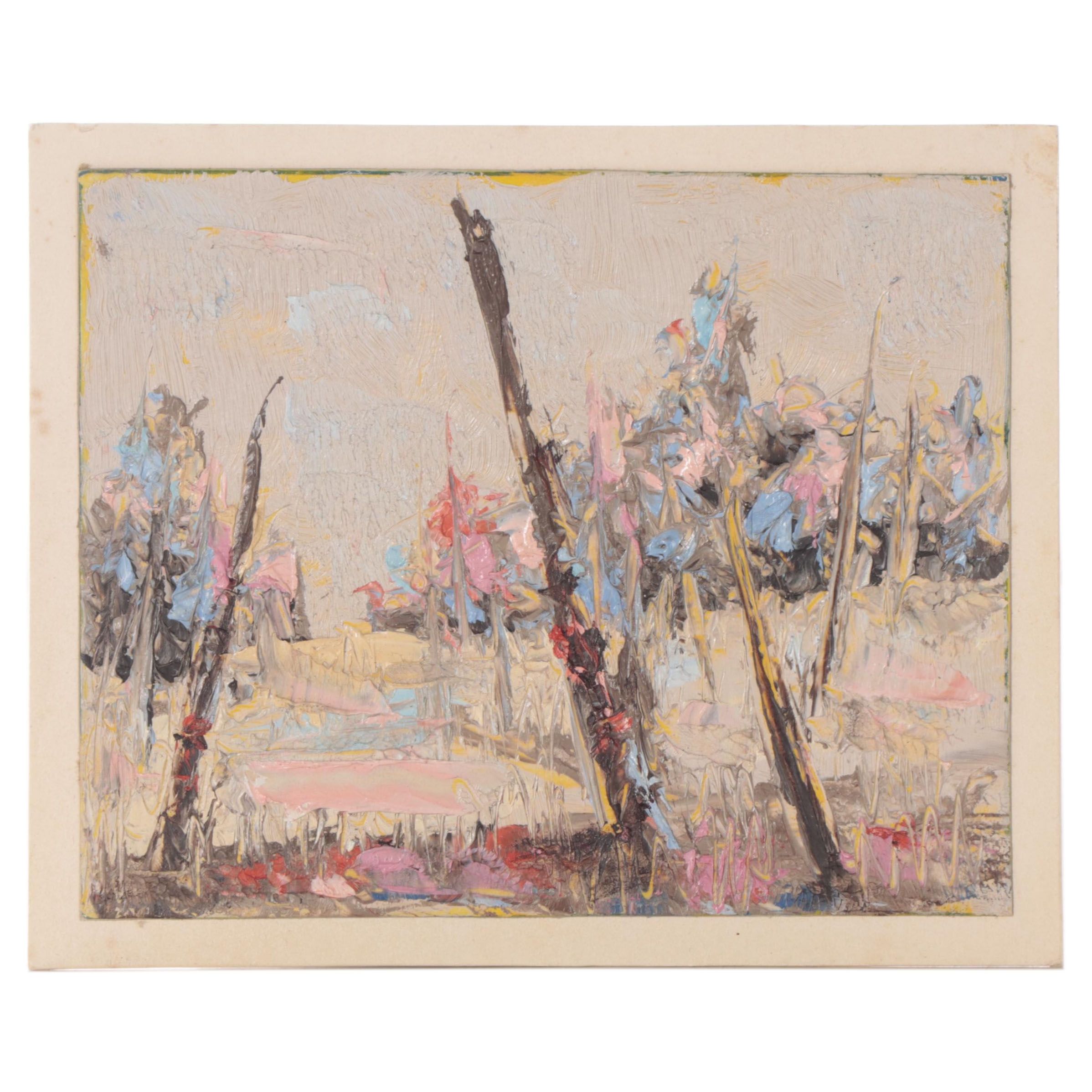 Abstract Landscape Oil Painting, Late 20th Century