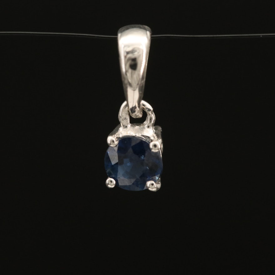 Sterling Silver Sapphire Solitaire Pendant