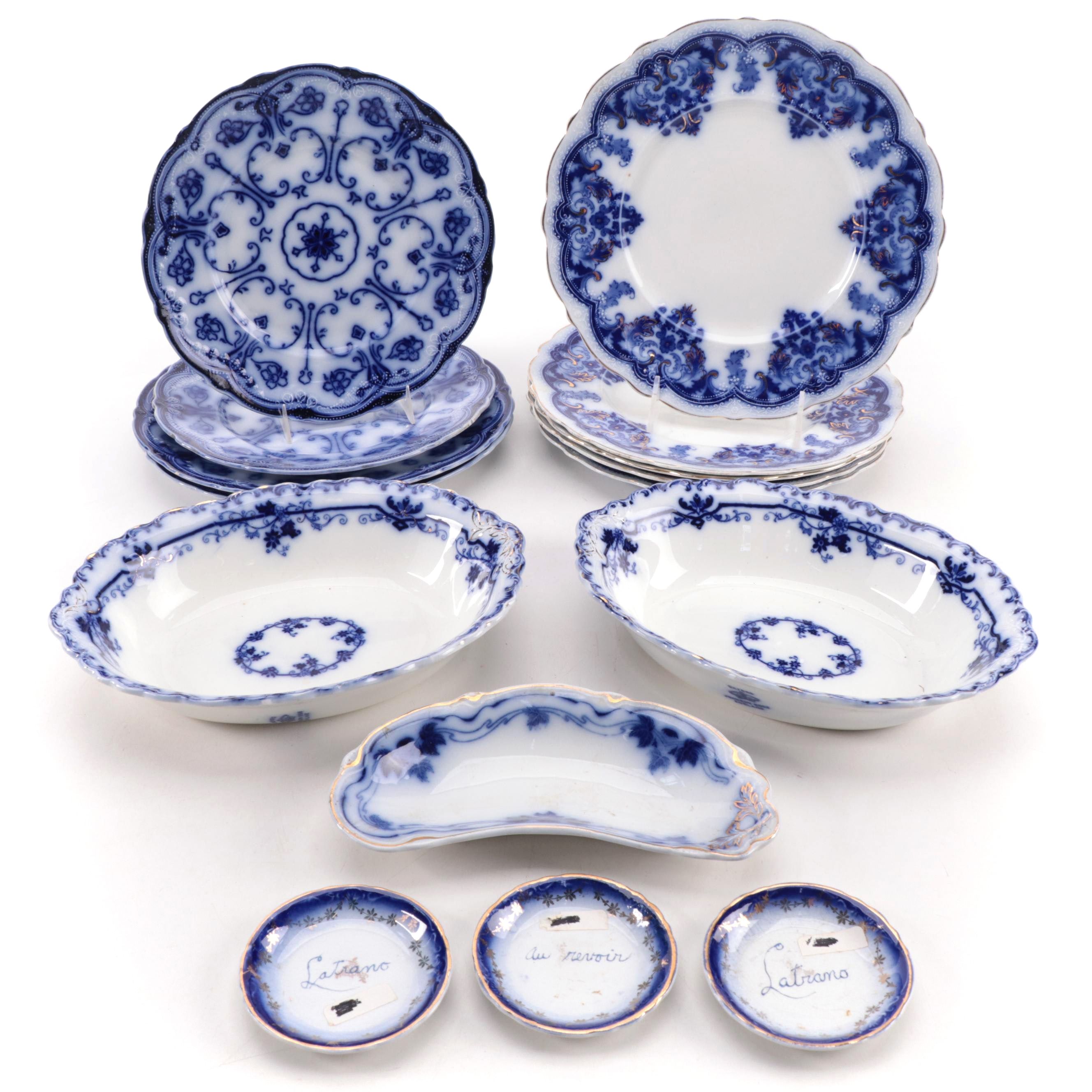 Johnson Bros. "Georgia" and Other English Ironstone Flow Blue Plates