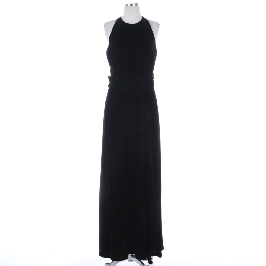 Jil Sander Black Velvet Sleeveless Evening Dress